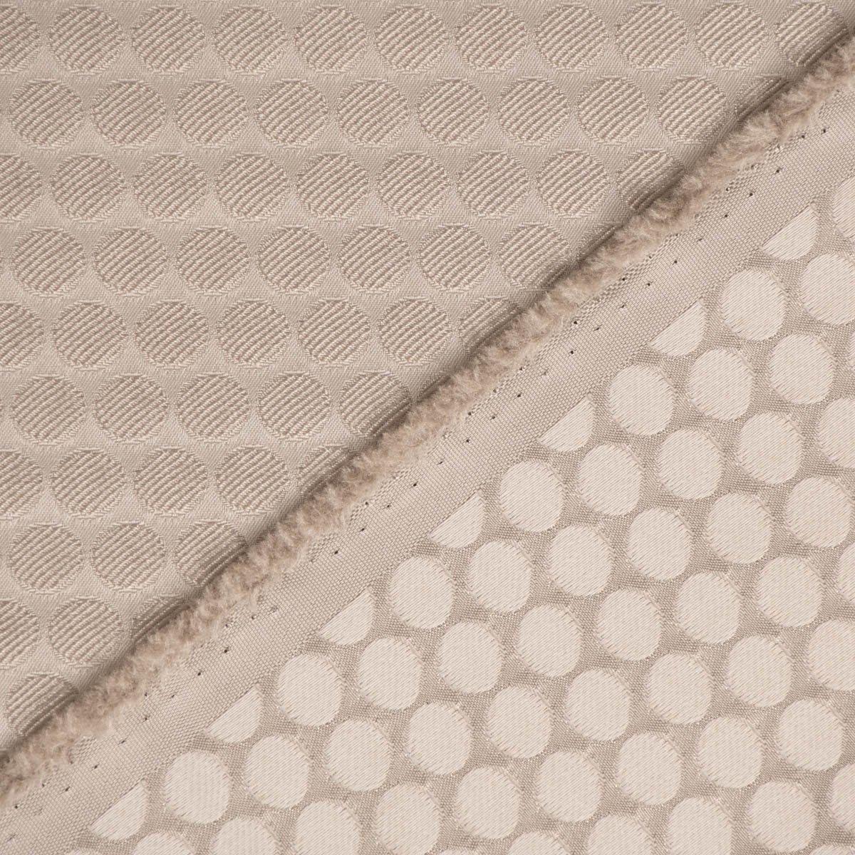 SCHÖNER LEBEN. Vorhang Gardine Jacquard Punkte beige dunkelbeige 245cm, Smokband, blickdicht, Jacquard, made in Germany,handmade,doubleface