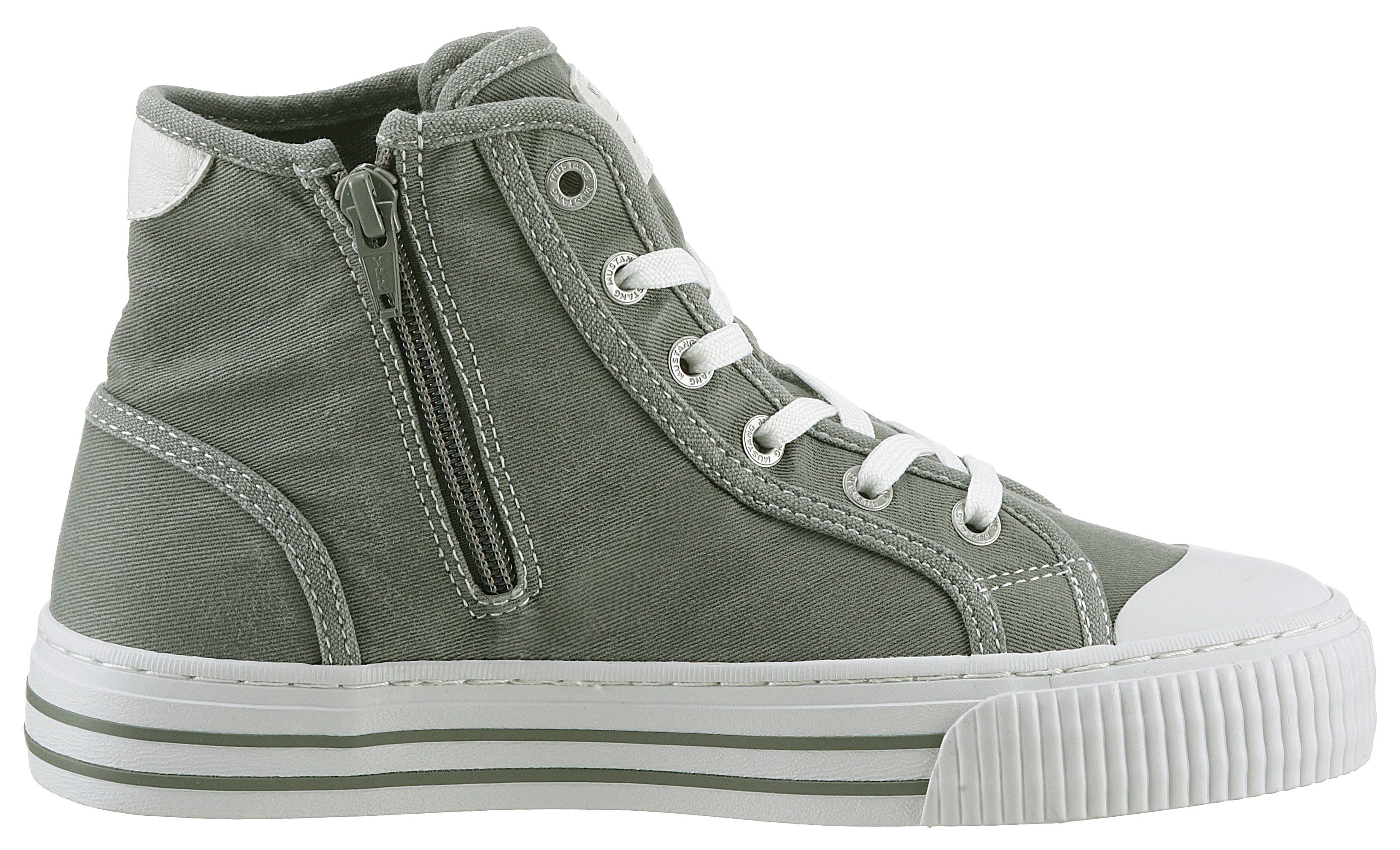 Mustang Shoes Plateausneaker mit praktischem khaki Reißverschluss