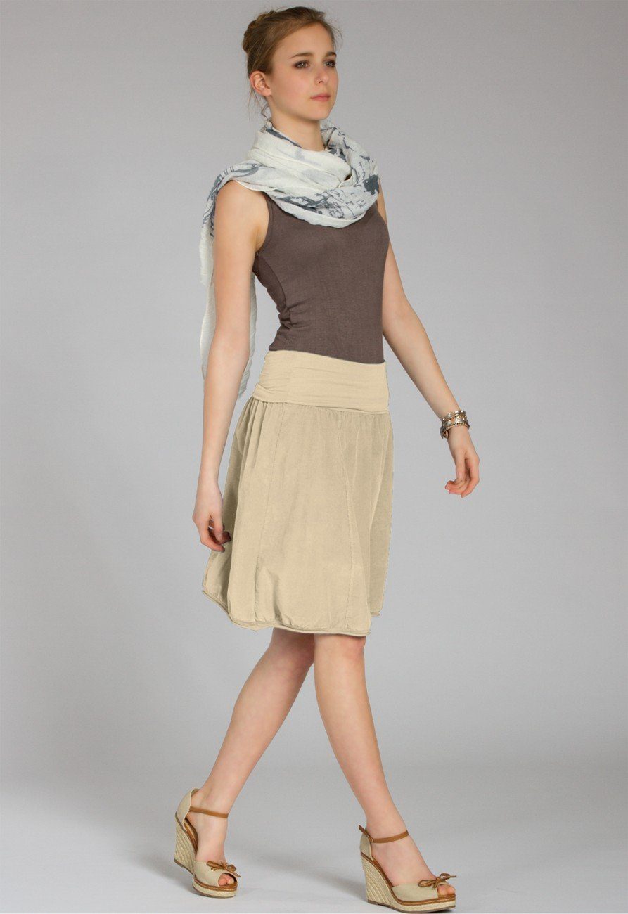 Caspar Faltenrock RO004 Damen Cord Rock knielang mit hohem elastischem Bund - Made in Italy