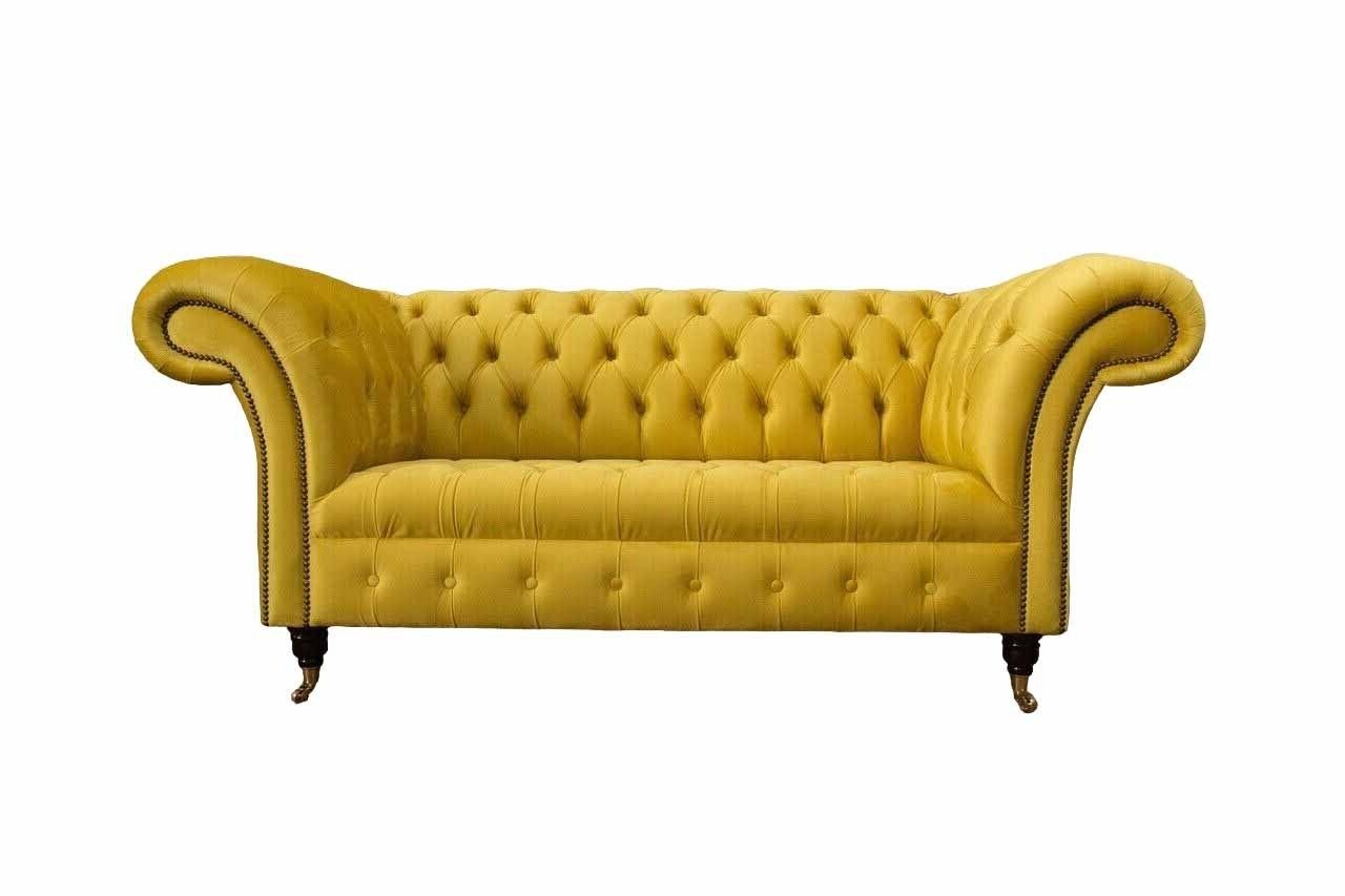 JVmoebel Sofa Chesterfield Couch Sofa Polster 2 Sitzer Wohnzimmer Couchen Sitz Gelb, Made In Europe