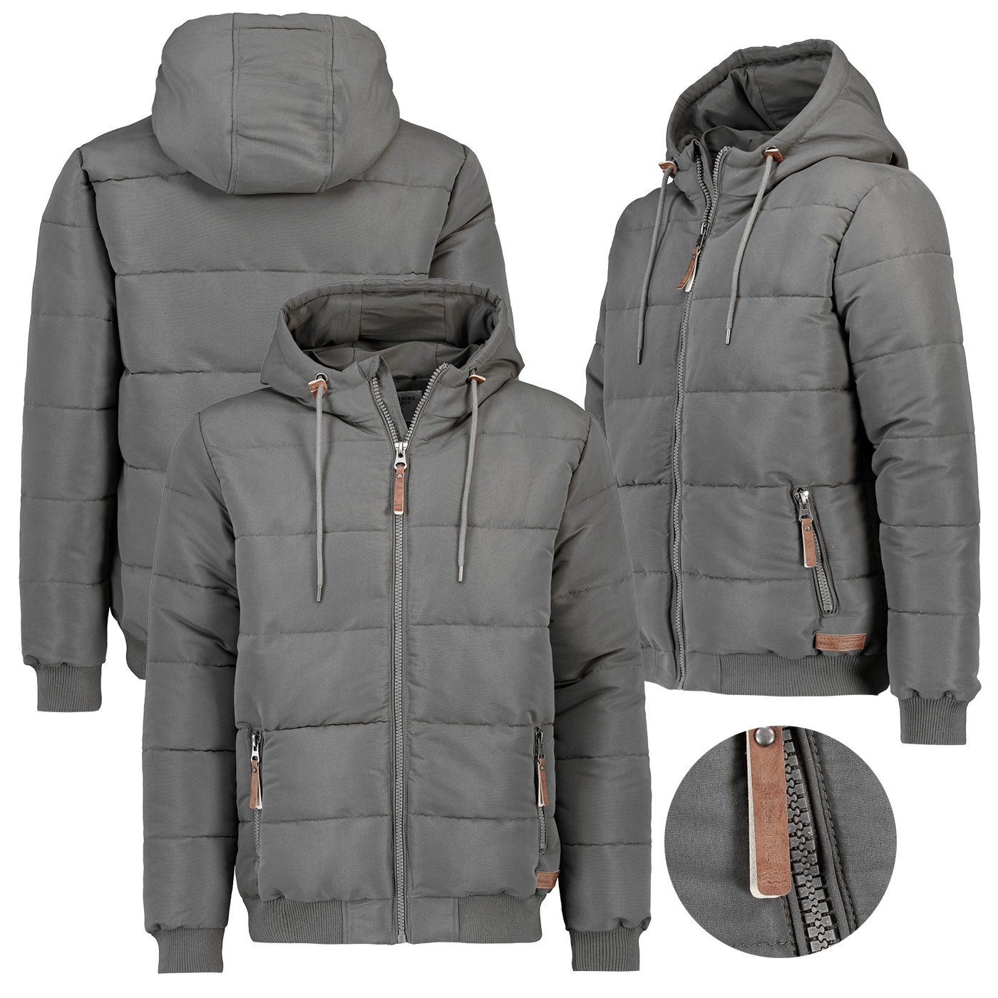 Eight2Nine Steppjacke Herren Winter Jacke Steppjacke Kapuzenjacke Stehkragen Warm Gesteppt