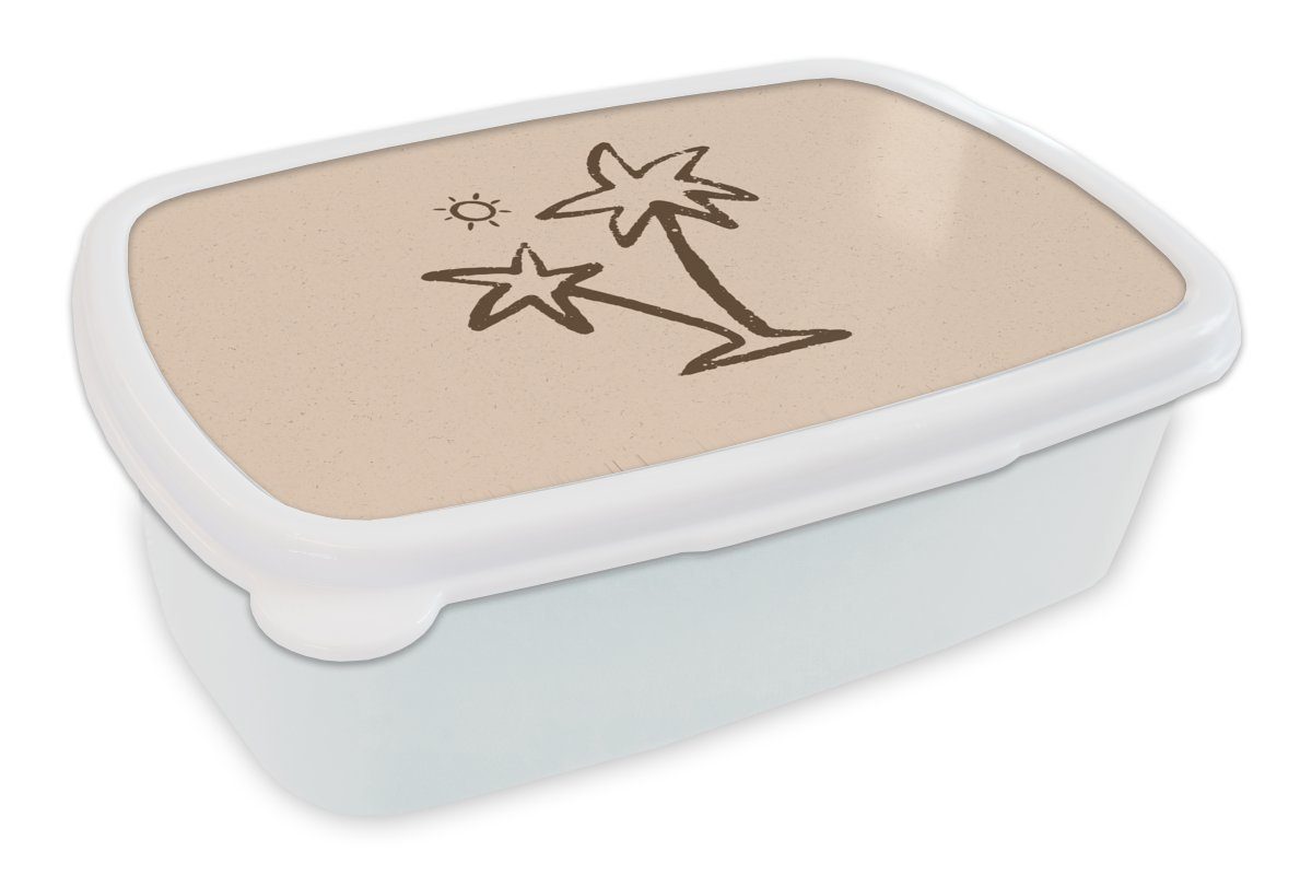 für Mädchen Lunchbox weiß - (2-tlg), und Brotbox Sonne MuchoWow und Kunststoff, Brotdose, - Palme Erwachsene, für Jungs Rosa, Kinder