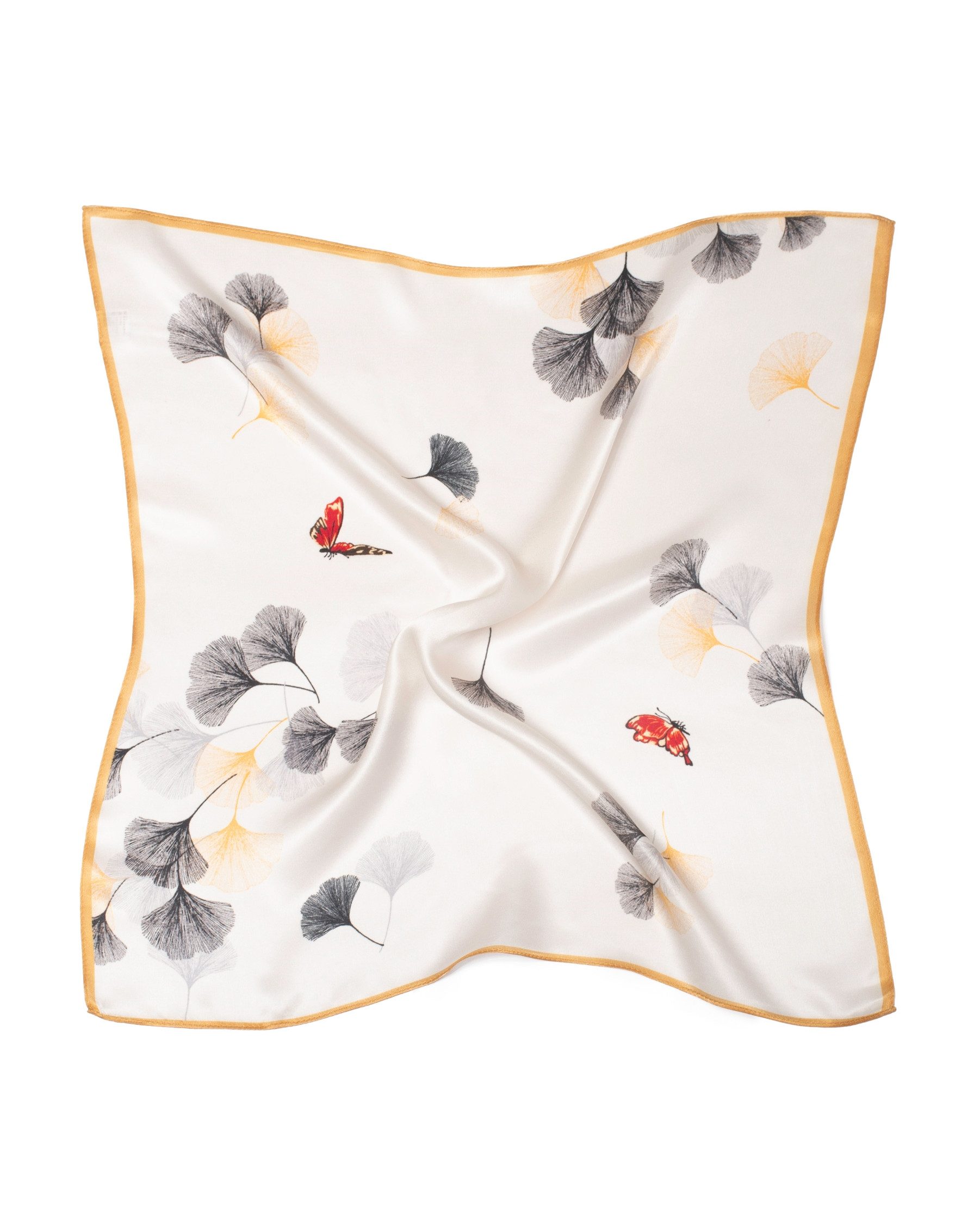 MayTree Seidentuch Seidentuch quadratisch 53x53 Gingko und Schmetterlinger, günstig online kaufen
