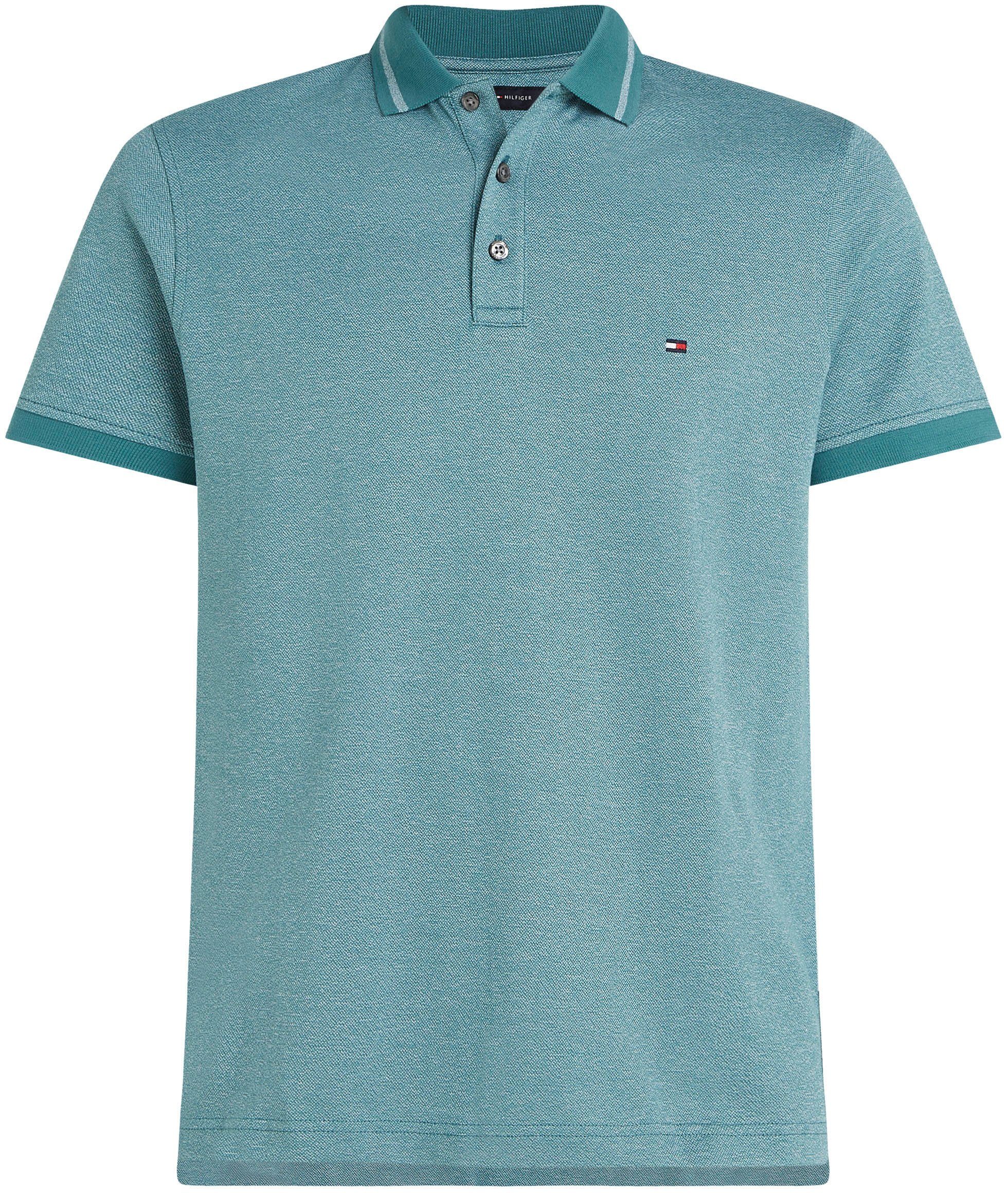 Tommy Hilfiger Poloshirt PRETWIST MOULINE Green/White Frosted Mouline-Optik TIPPED in POLO
