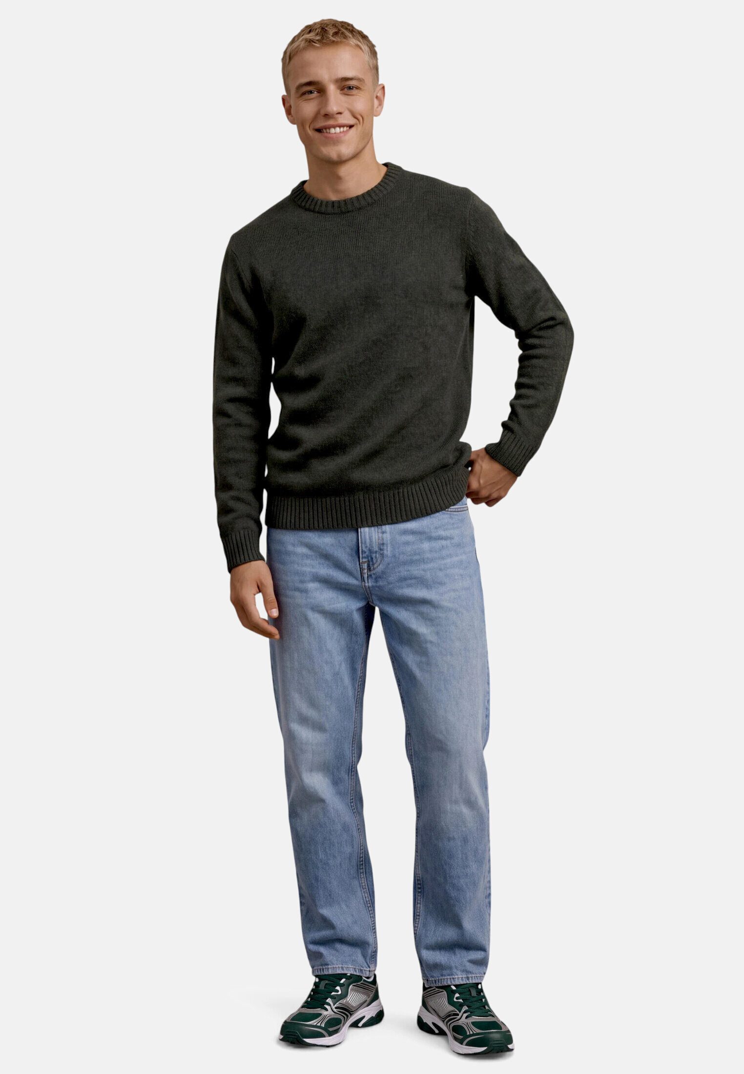 Zero Strickpullover Herren mit Rundhalsausschnitt Plain/ ohne Details