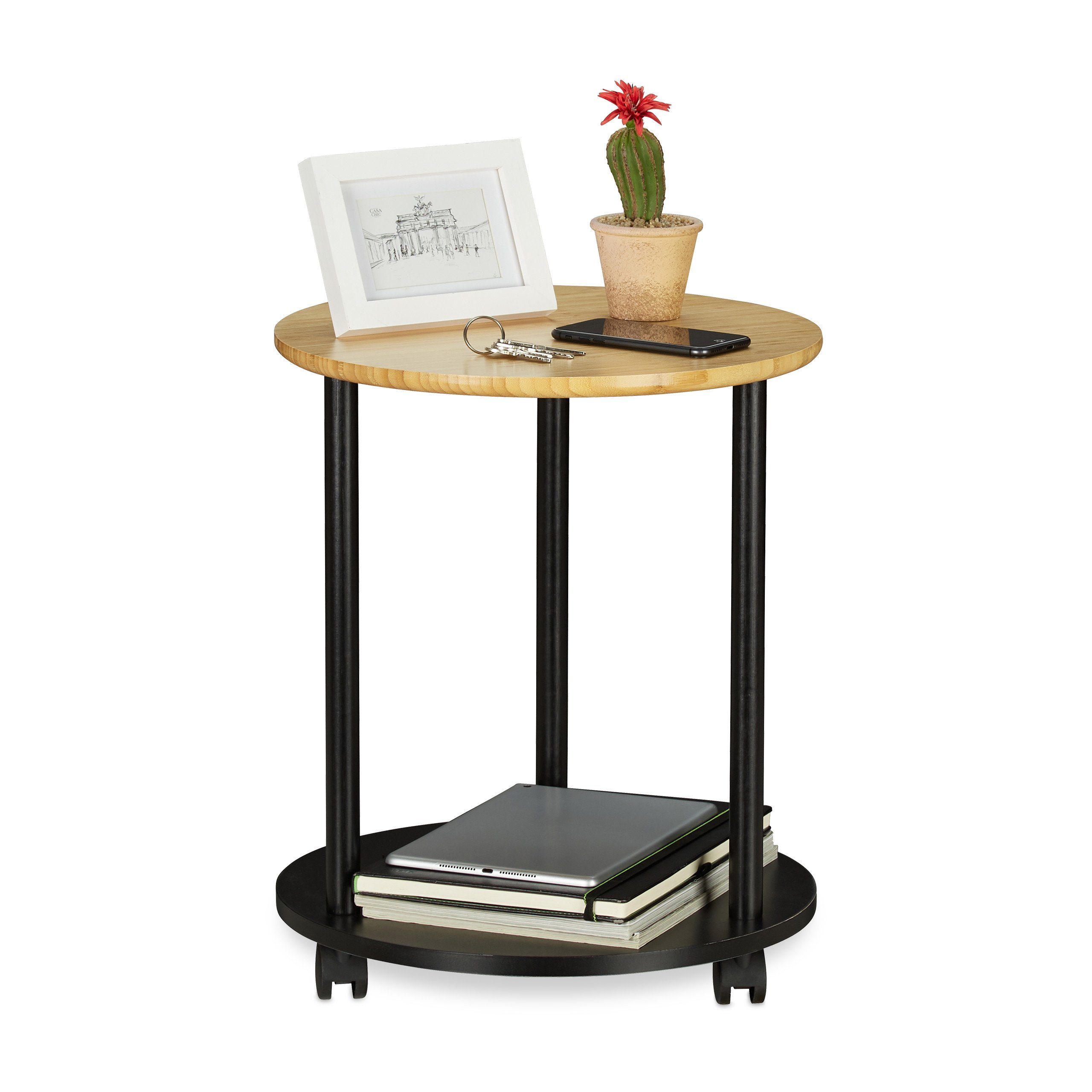 Beistelltisch rund mit Rolle