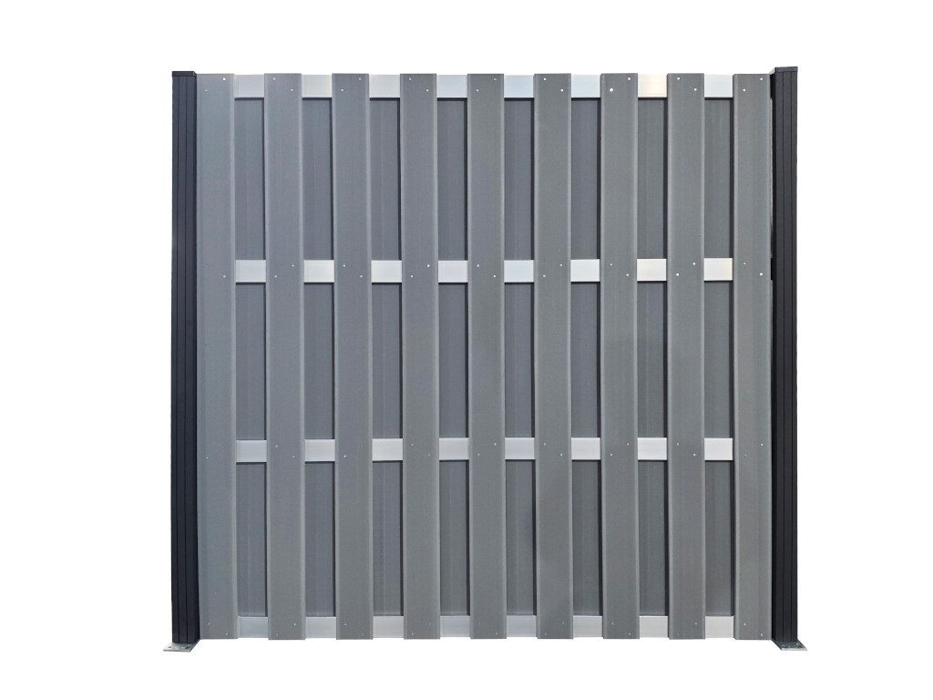 Outgarden Sichtschutzelement WPC-Sichtschutzzaun DIY-Bausatz Hellgrau, Pflegeleicht, UV-beständig