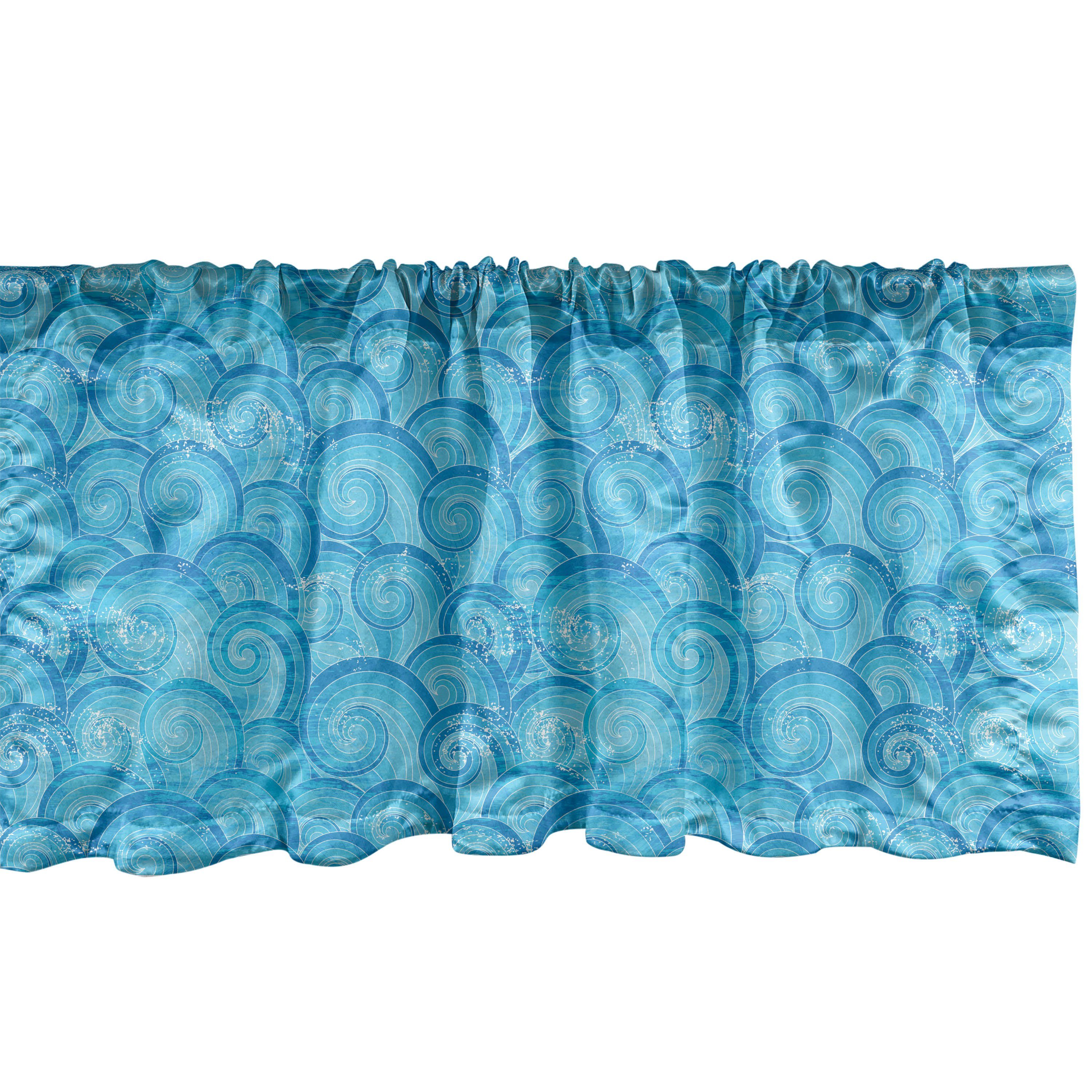 Scheibengardine Vorhang Volant für Küche Schlafzimmer Dekor mit Stangentasche, Abakuhaus, Microfaser, Grunge Wirbler Sea Curls Ocean Waves