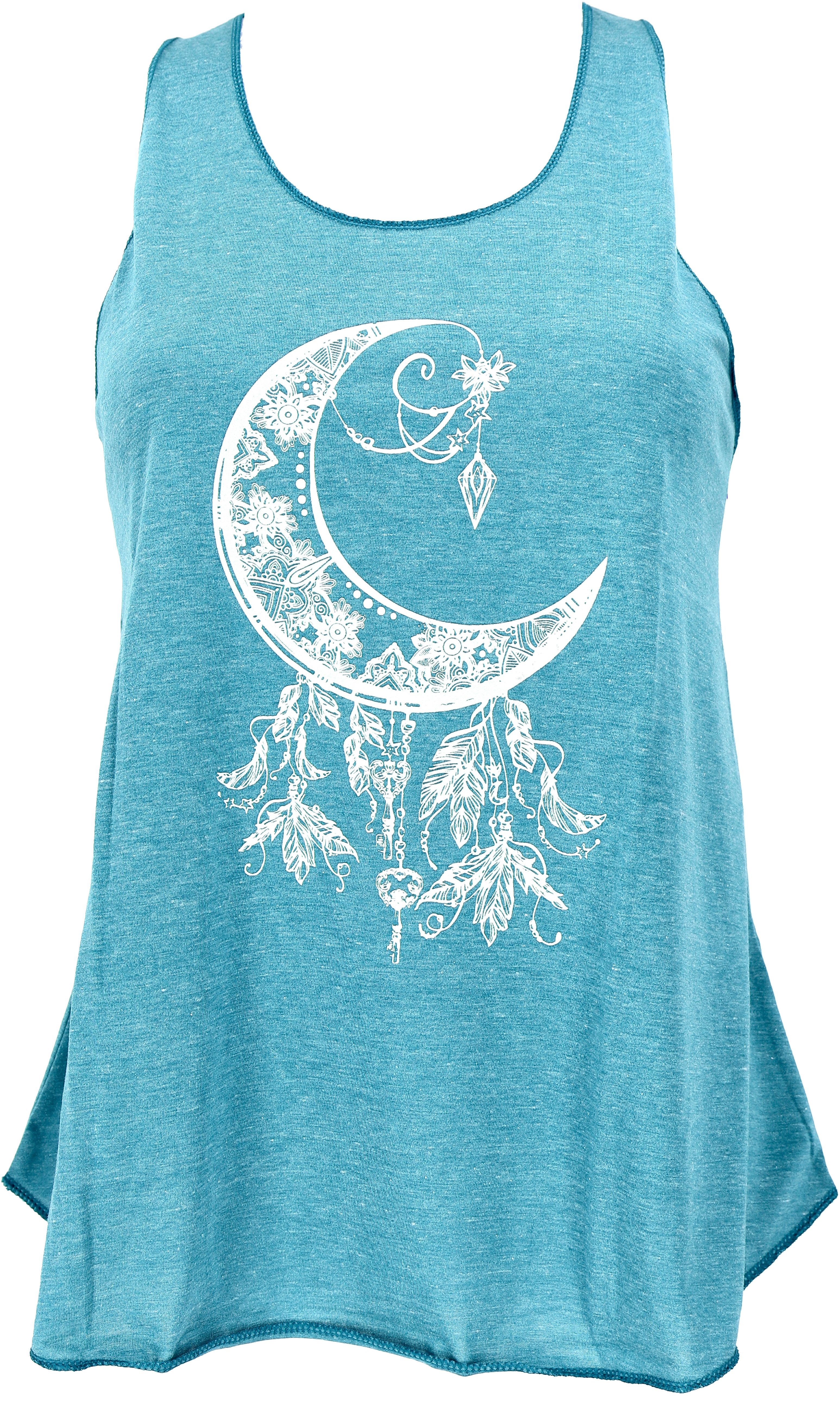 Guru-Shop T-Shirt Tanktop mit Ethnodruck, Mond Yogatop - petrol Hippie, alt günstig online kaufen