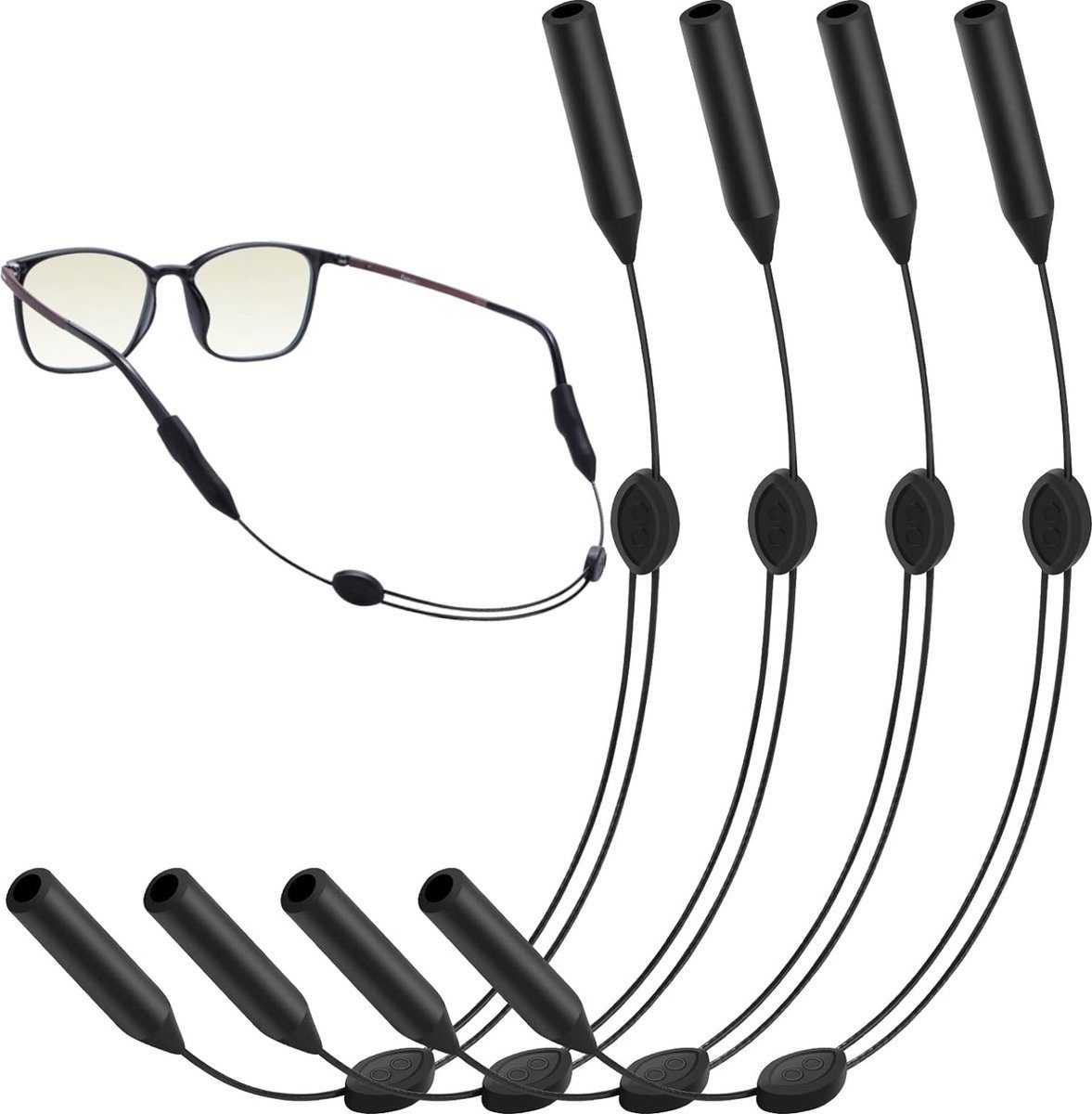 4 Stück Einstellbare Brillenhalter Retainer Strap Band für Sport Brillen  Schwimmfähig Sonnenbrillen Brillenband Rutschfest Brillenschnur