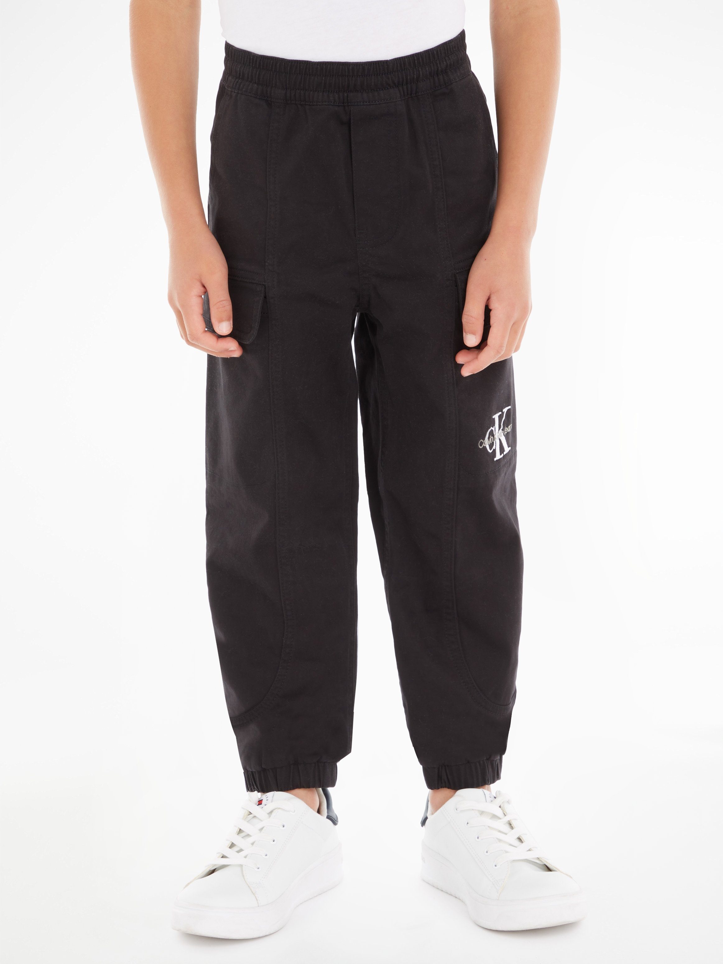 Calvin Jeans Cargohose SATEEN Klein Black CARGO Ck mit Logoprägung PANTS