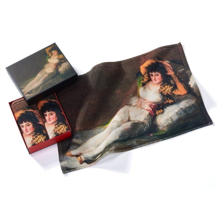 MuseARTa Gästehandtücher Francisco de Goya - Die bekleidete Maja Baumwolle (2-St) MuseARTa Gästehandtücher (2 Stück) Kunstwerke Gästehandtücher ca.60x40 cm Geschenkbox