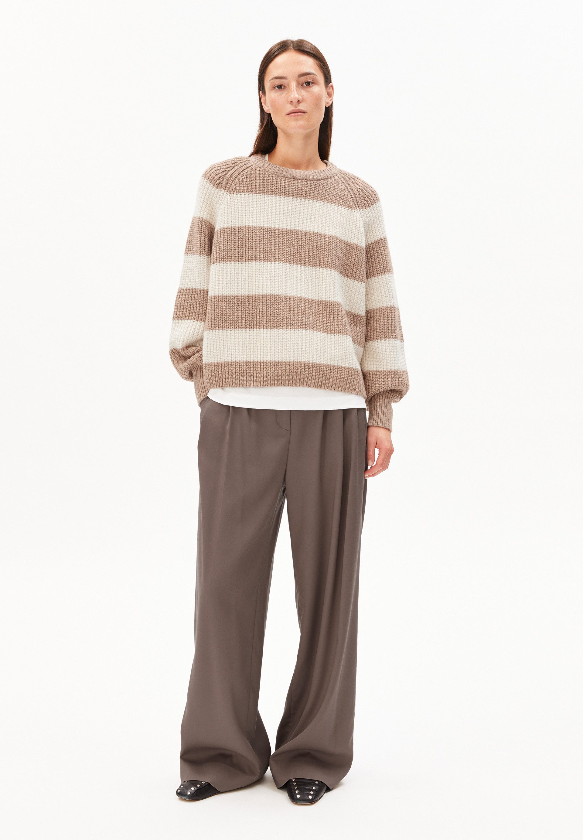 Armedangels Strickpullover KAAGI STRIPES Pullover aus Bio-Woll Mix Loose Fit