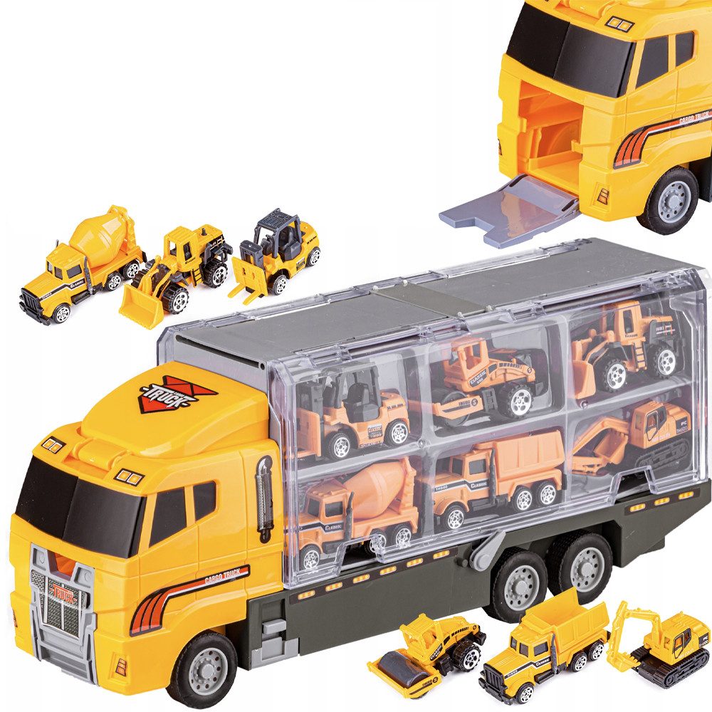 MODFU Spielzeug-LKW 7 in1 Baustellen-Fahrzeugset mit Autotransporter, (Kind günstig online kaufen