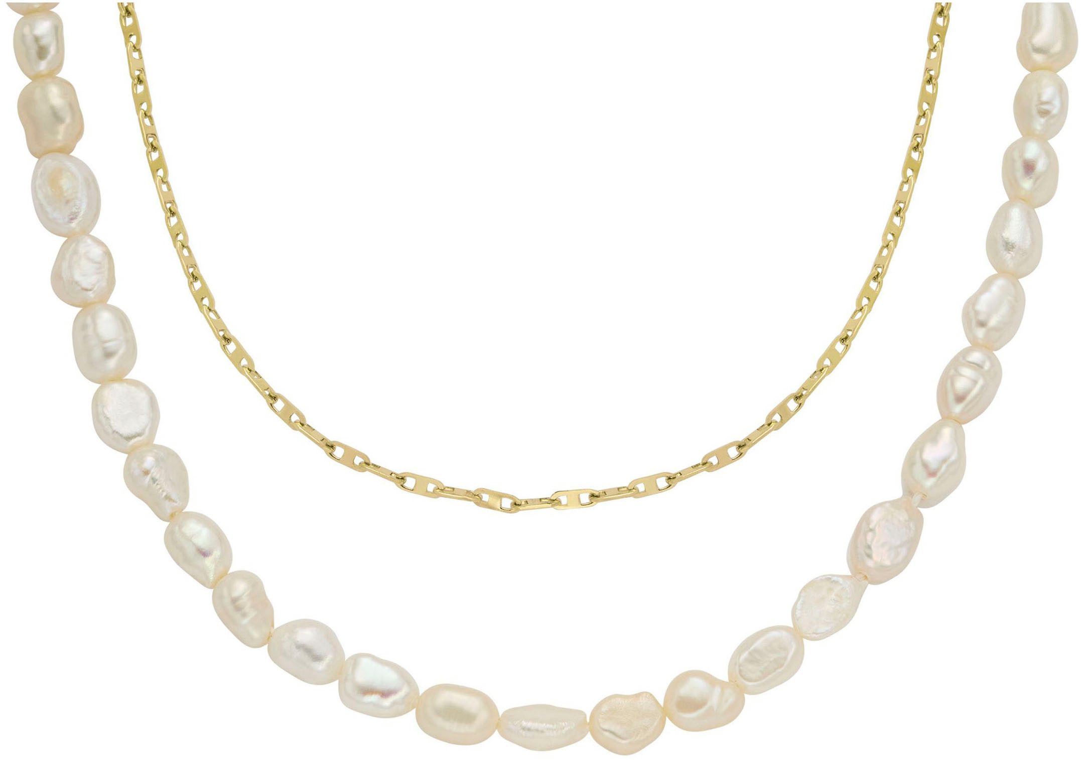 Edelstahlkette Schmuck Geschenk Edelstahl HERITAGE PEARL D-LINK DOPPELT, JF04728710