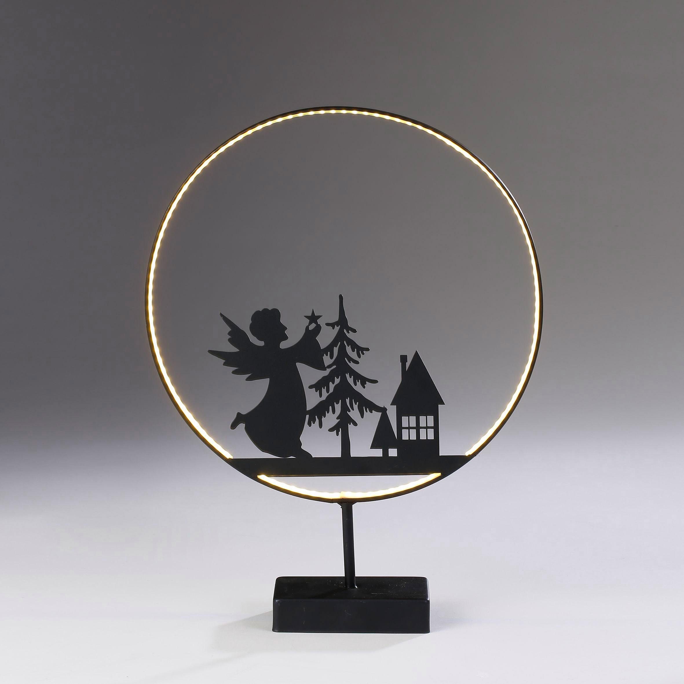 CHRISTMAS GOODS by Inge LED Dekolicht »Silhouette Engel LED Deko Hänge Lampe X MAS Weihnachten Herz Design Draht