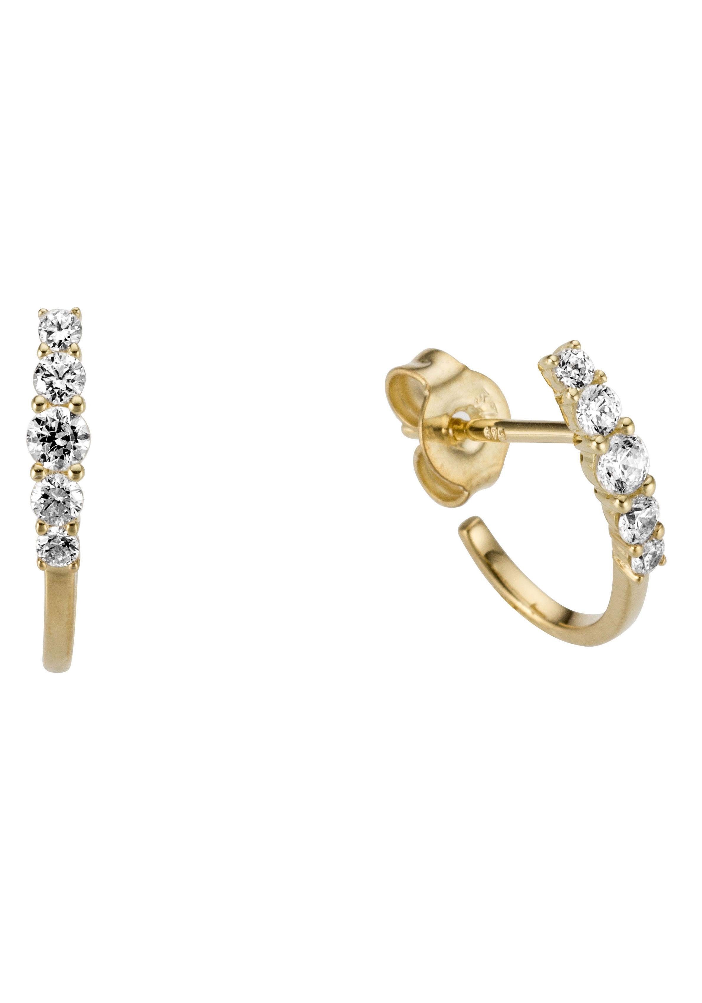 585 Gold Ohrstecker Elefanten 8,2 mm 1 Paar mit 24 Zirkonia Steinen