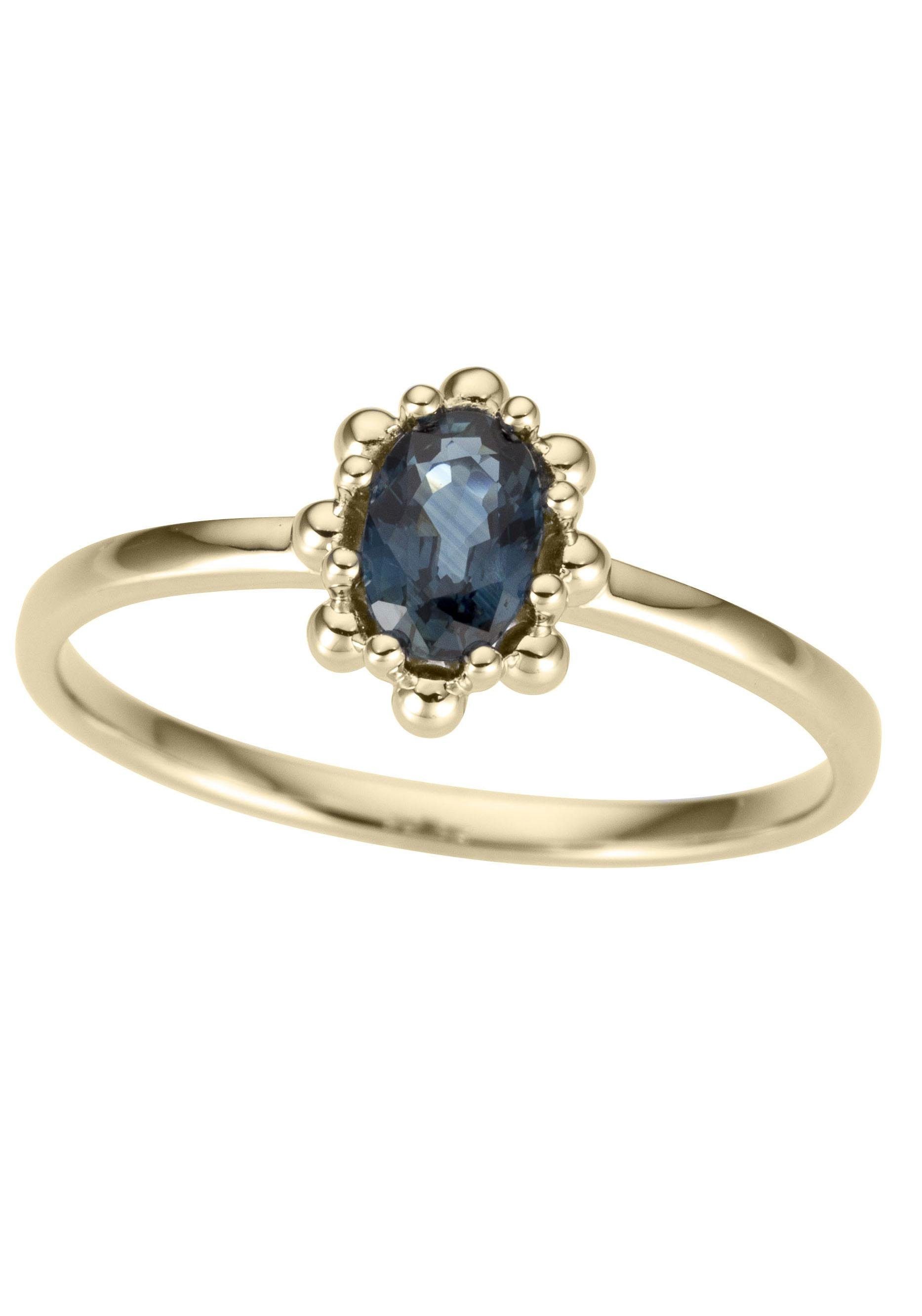 Firetti Goldring »Ovale Ringfassung, glanz, massiv«, mit Saphir