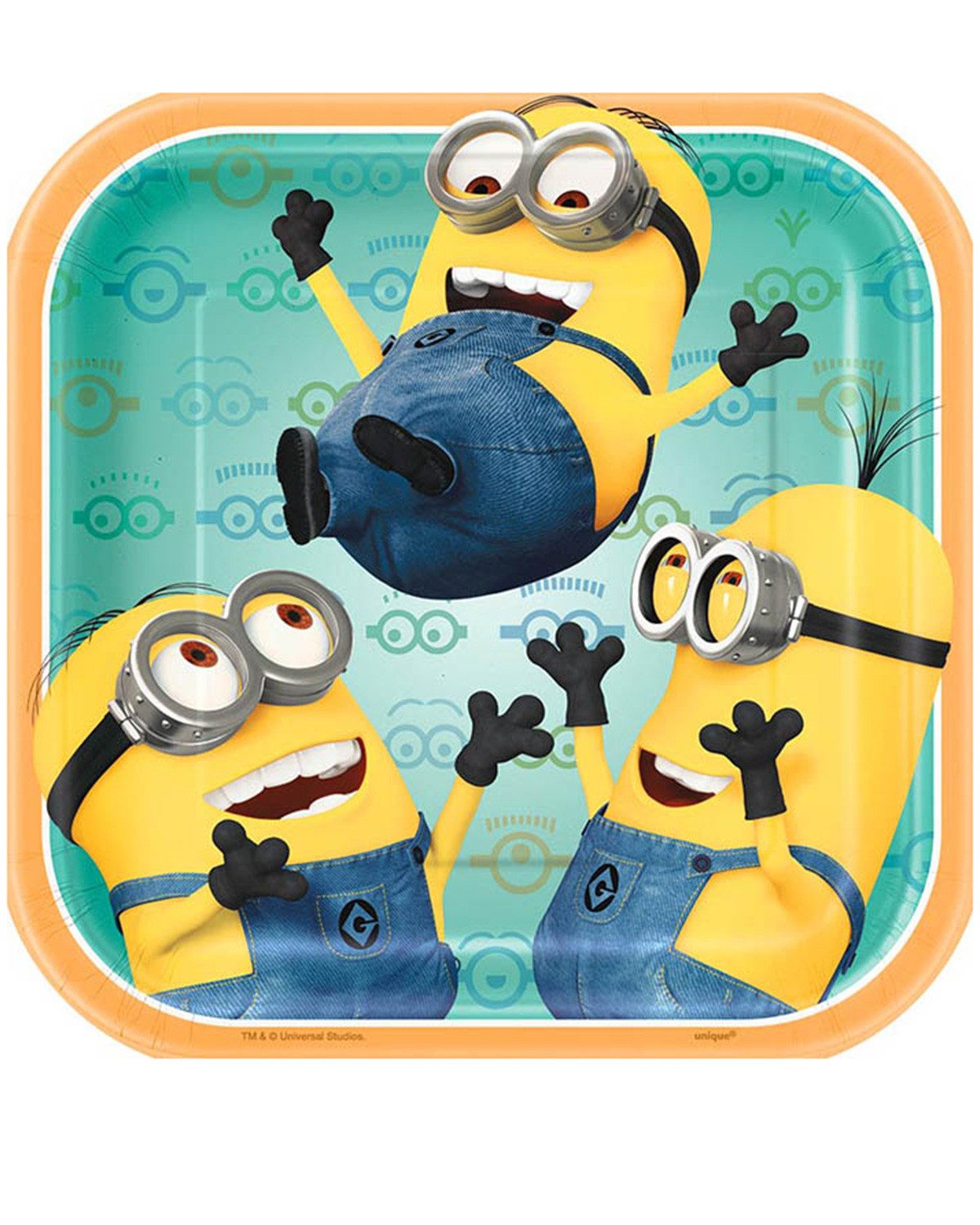 Unique Industries Inc. Pappteller 'Minions' Tischdeko, Pappteller Eckig 18cm/8Stk.