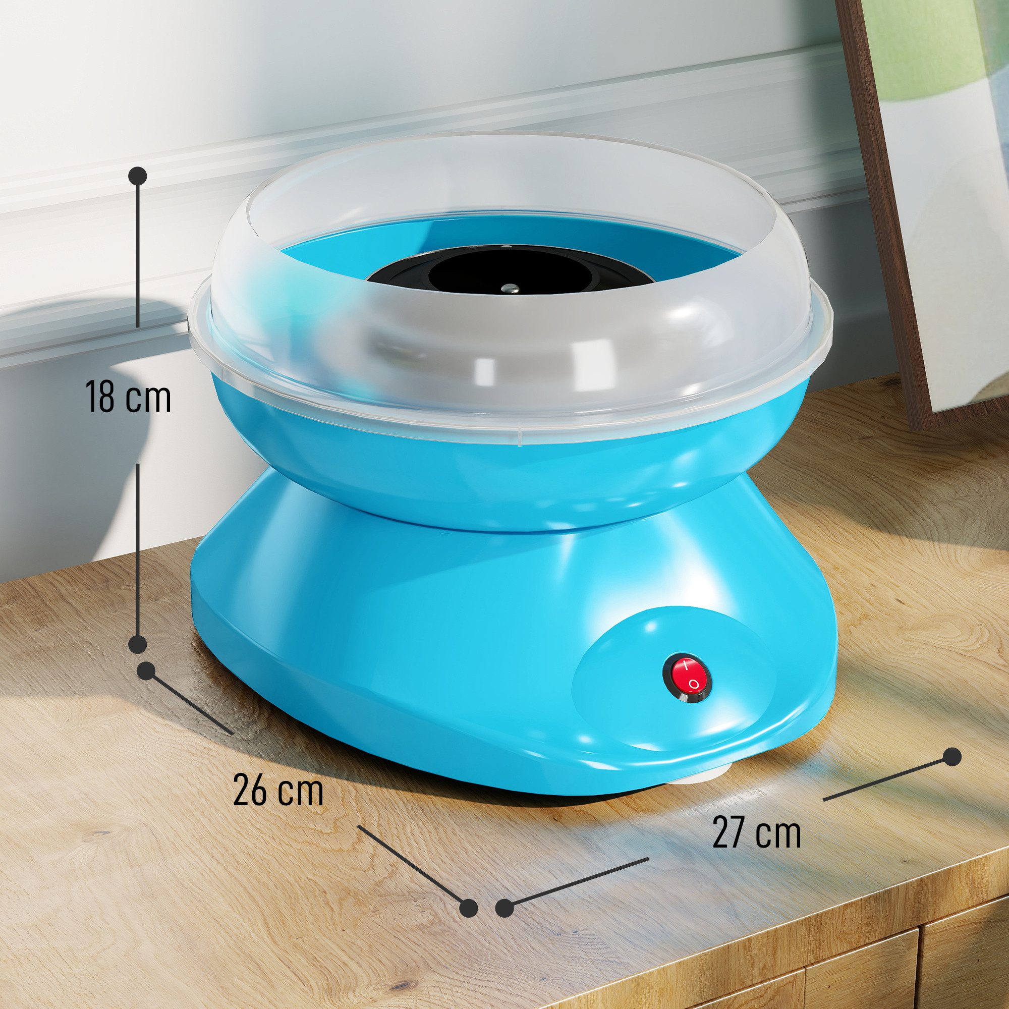 HOMCOM Zuckerwattemaschine Cotton Candy Machine Zuckerwatte Maschine mit Stäbchen und Messlöffel, Kompaktes Design, Antihaftbeschichtung, 550W