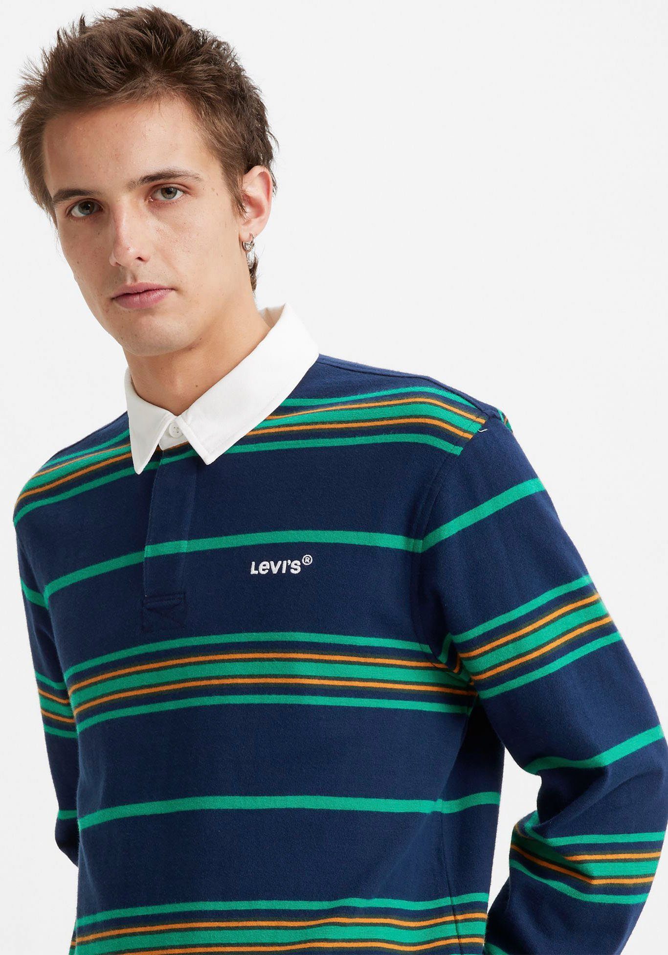 Levi's® Langarm-Poloshirt UNION RUGBY stripe cavern ocean MUL-COL