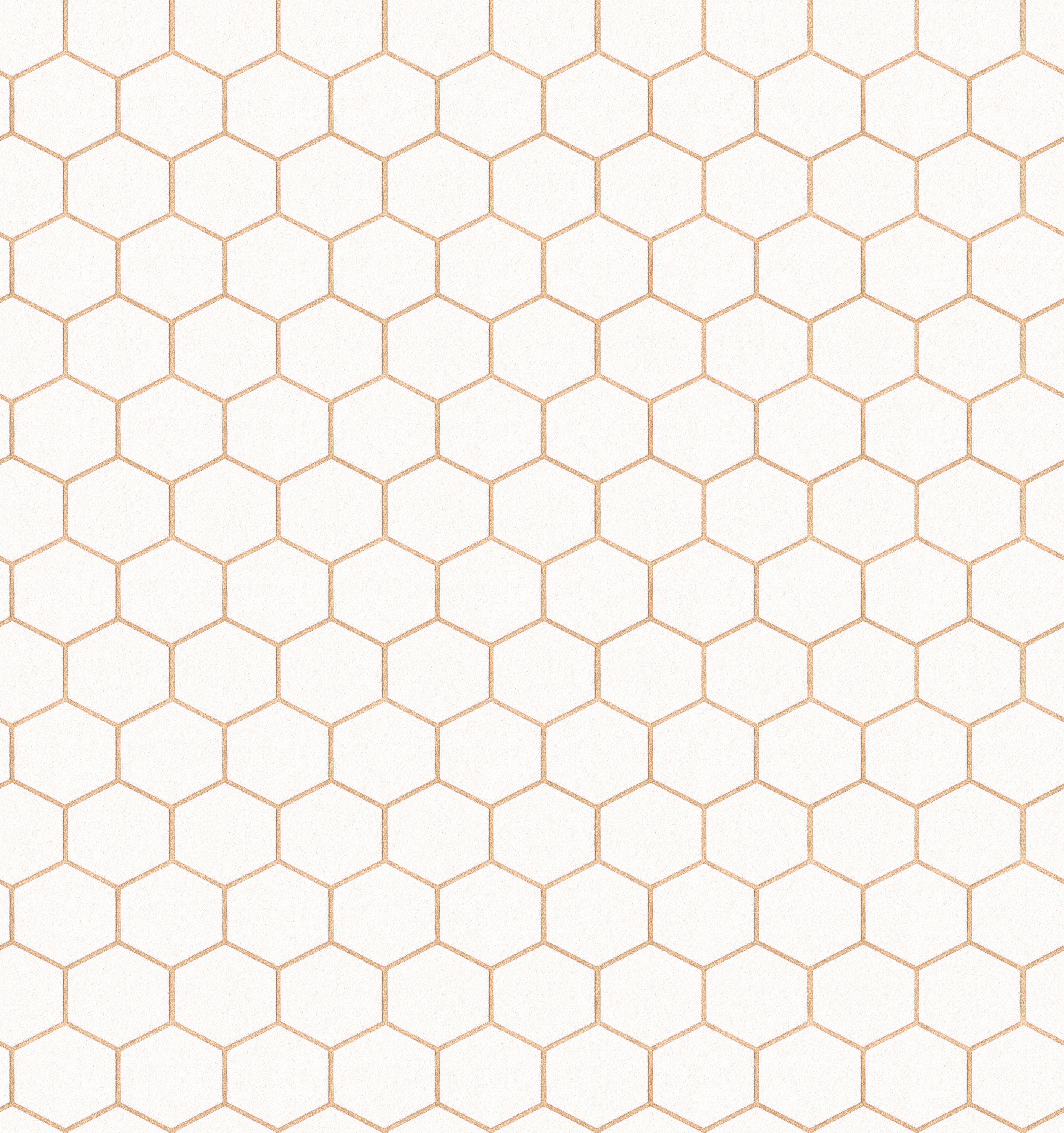 Hexagon, Holz WOW Vliestapete