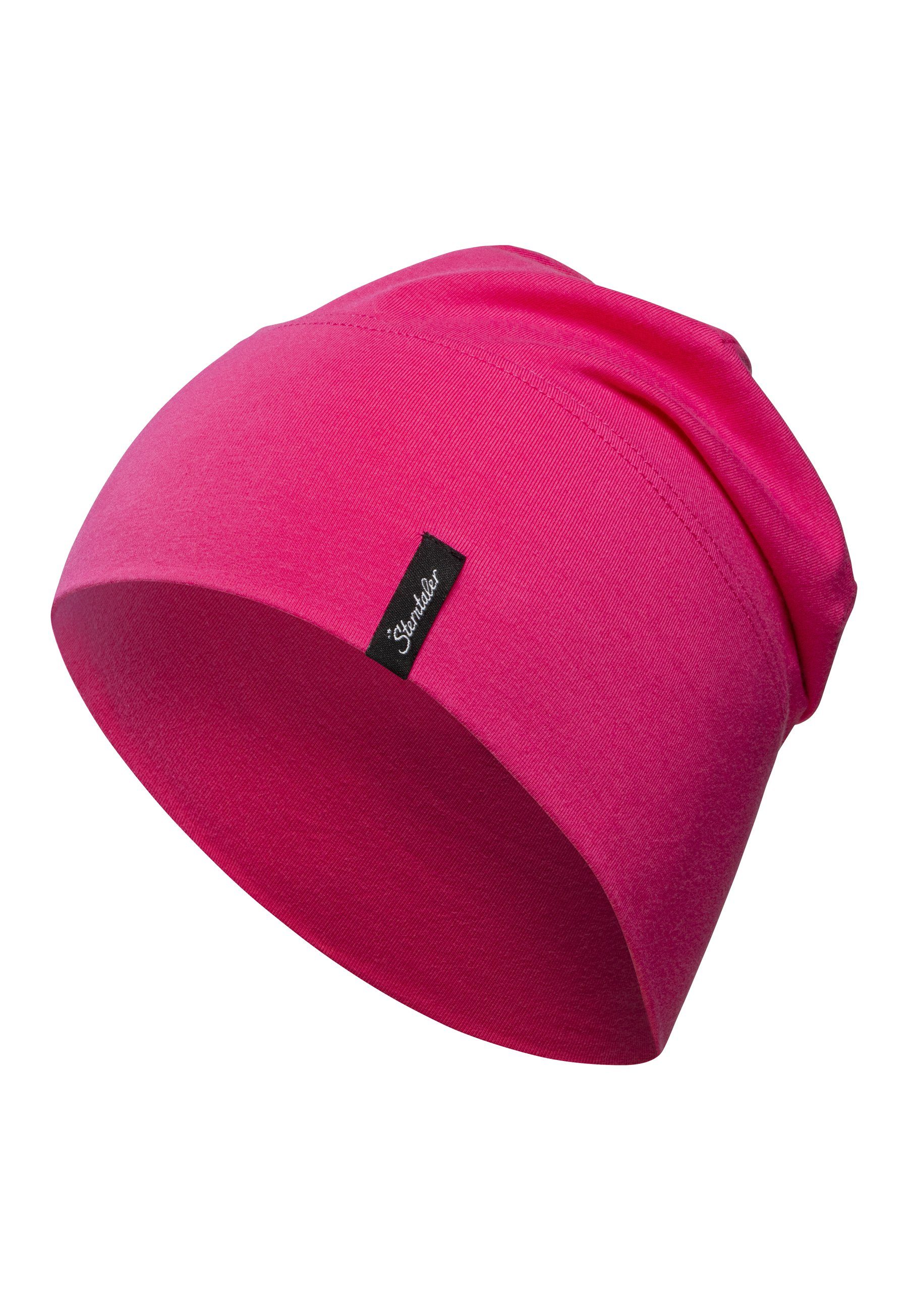 Sterntaler® Beanie OCS Slouch-Beanie (1-St., Baby Mütze gestreift tragbar mit und ohne Umschlag Ganzjährig) Kindermütze aus Singlejersey unifarben magenta