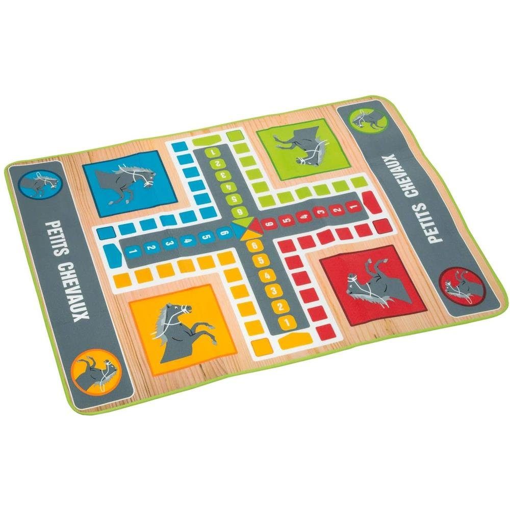 Idena Spiel 40126, Familienspiel, Spielteppich Ludo, ca. 130 x 93cm mit 16 Spielfiguren und einem Würfel