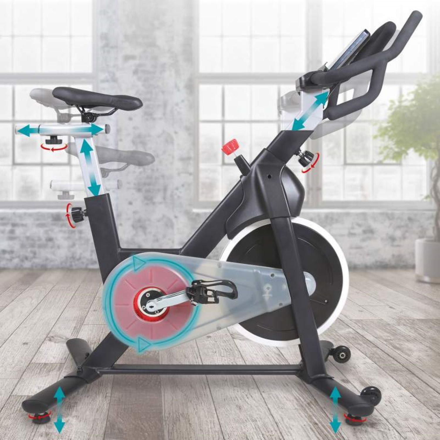 aktivshop Speedbike Indoor bis 110 kg (Indoor Bike, mit Trainingscomputer), Bluetooth und Pulssensoren, Heimtrainer