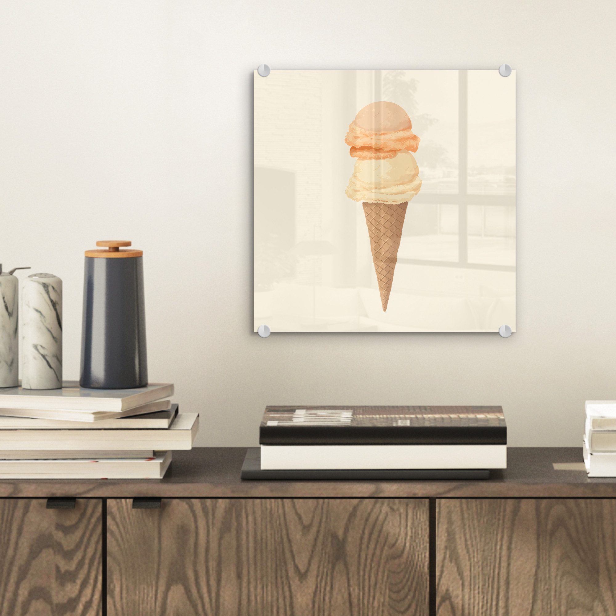 MuchoWow Acrylglasbild Minimalist - Schaufel Eiscreme günstig online kaufen