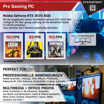 SYSTEMTREFF Gaming-PC (AMD Ryzen 7 7700, GeForce RTX 3070, 32 GB RAM, 1000 GB SSD, Luftkühlung, Windows 11, WLAN)
