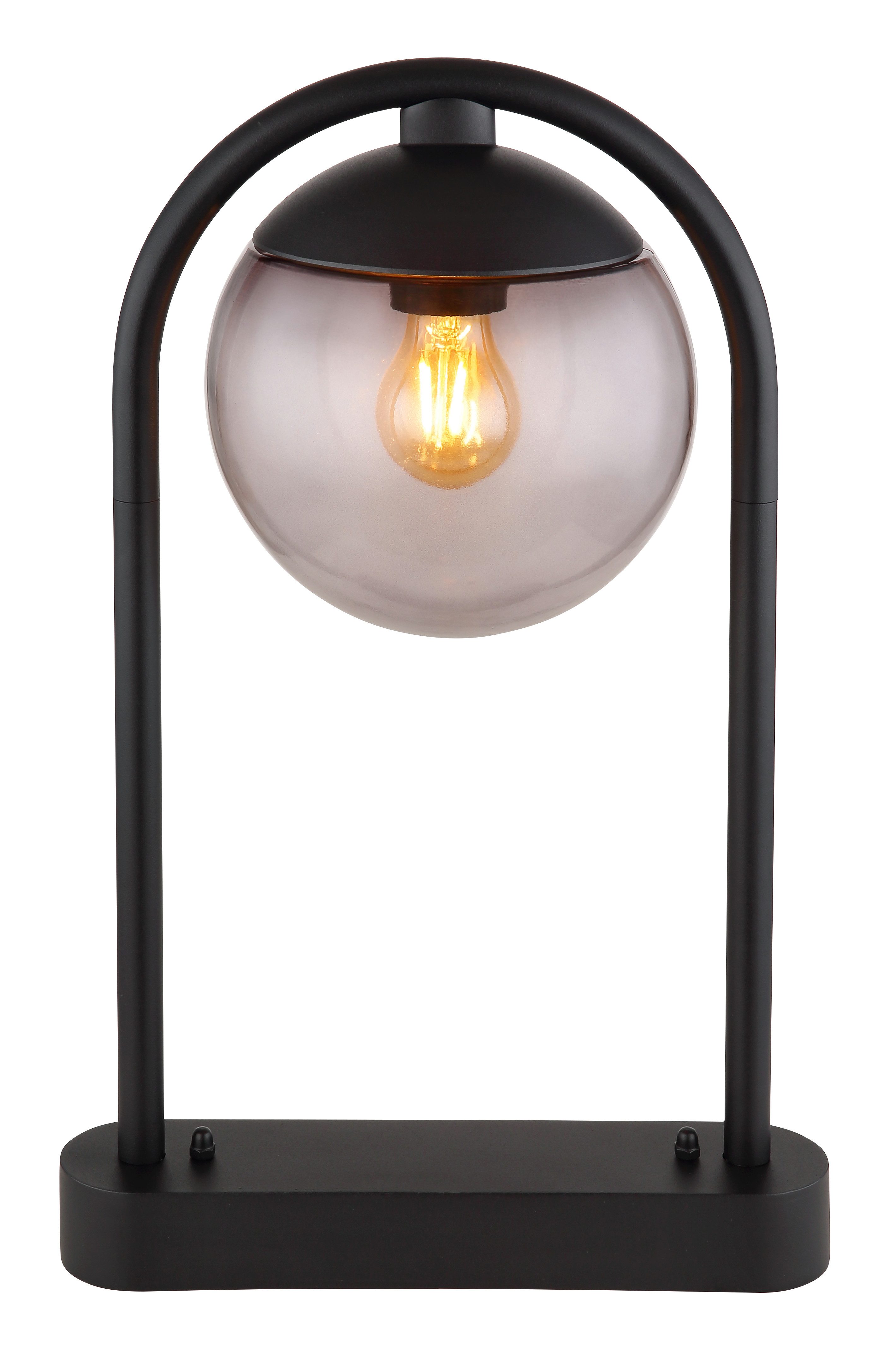 GLOBO LIGHTING Außen-Stehlampe MICHAEL, ohne Leuchtmittel, Außenlampe/schwarz/Glas rauchfarben/Richtung Lichtschein: abwärts