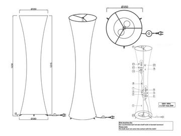 meineWunschleuchte LED Stehlampe, LED wechselbar, Warmweiß, stylische klein-e Lichtsäule Lampenschirm Stoff-lampe Weiß, Höhe 123cm