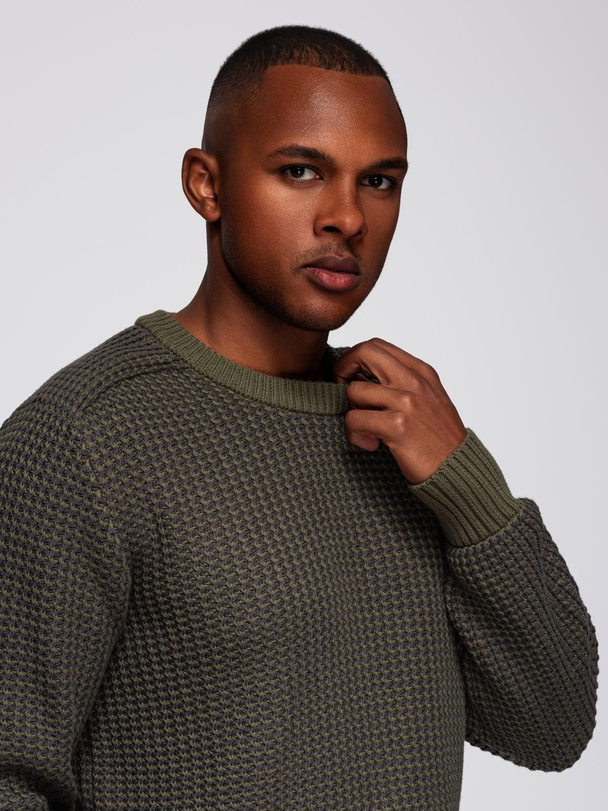 OMBRE Rundhalspullover Herrenpullover mit kontrastierendem Strickmuster Nac günstig online kaufen