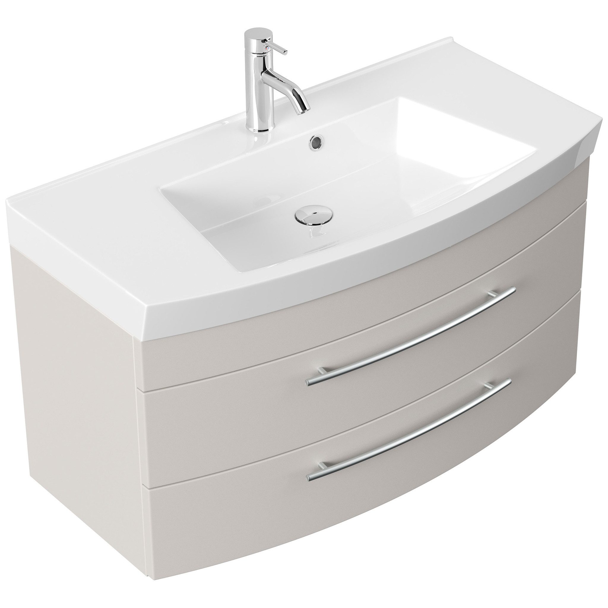 Posseik Badmöbel-Set Posseik Badmöbel Luna 100 SoftClose Kaschmir Matt