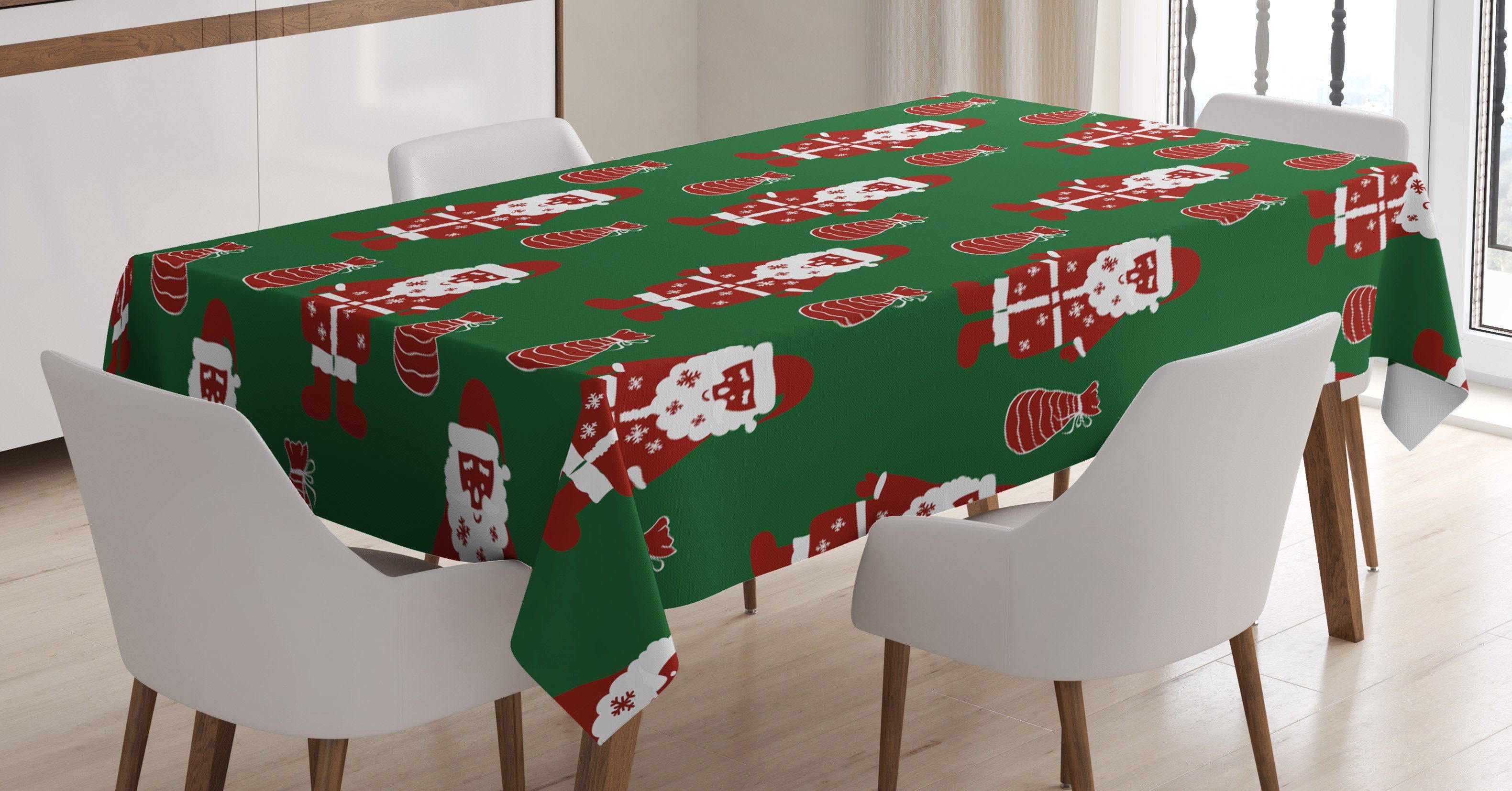 Bereich Klare geeignet Waschbar den Abakuhaus Tischdecke Weihnachtsmann Geometrisch Farben, Präsens Farbfest Außen Für