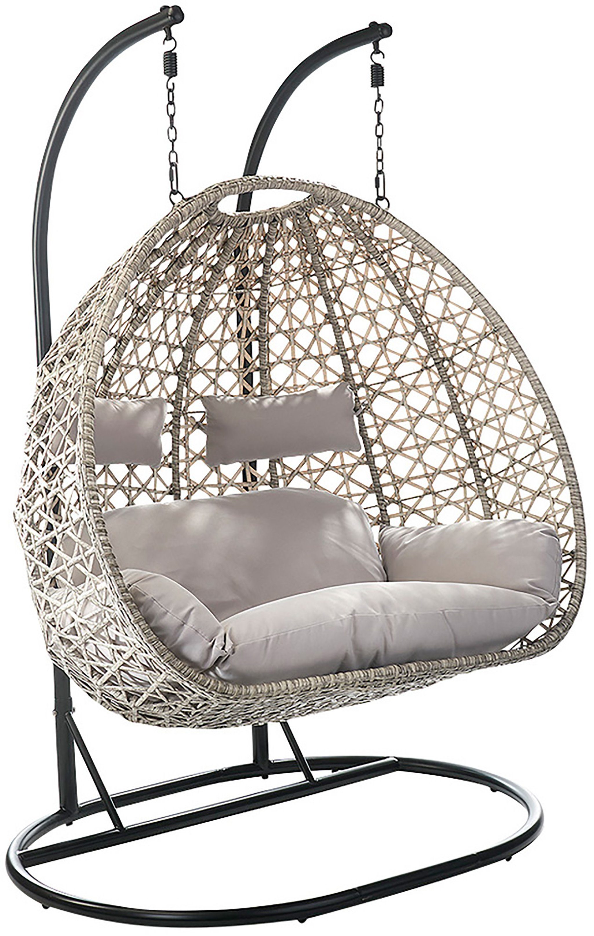 Kobolo Hängesessel TWO Polyrattan Gestell und Kissen - zwei Personen (1 Stück), hochwertiges Polyrattan