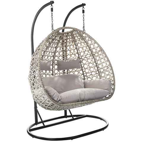 Kobolo Hängesessel TWO Polyrattan Gestell und Kissen - zwei Personen (1 Stück), hochwertiges Polyrattan