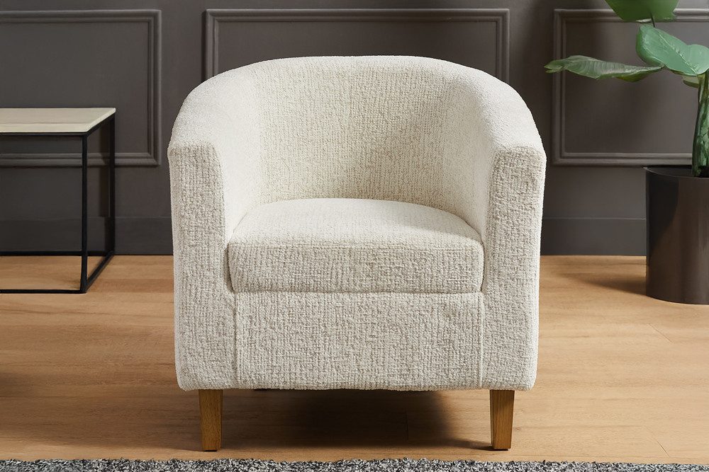 riess-ambiente Loungesessel HEMINGWAY beige/natur - Bouclé Tweed, Gummibaum, Weich, mit Armlehnen (Einzelartikel, 1-St), Moderner Cocktailsessel - ideal für Wohn- & Schlafzimmer oder beim TV