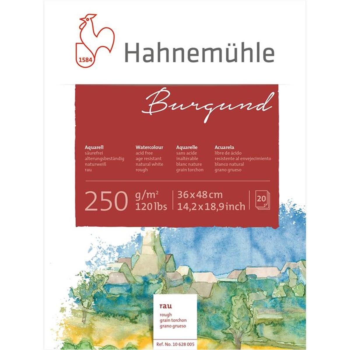 Blatt 250 cm Hahnemühle Aquarellblock 36 - x - - Burgund Aquarellpapier - 20 48 rau g/m²