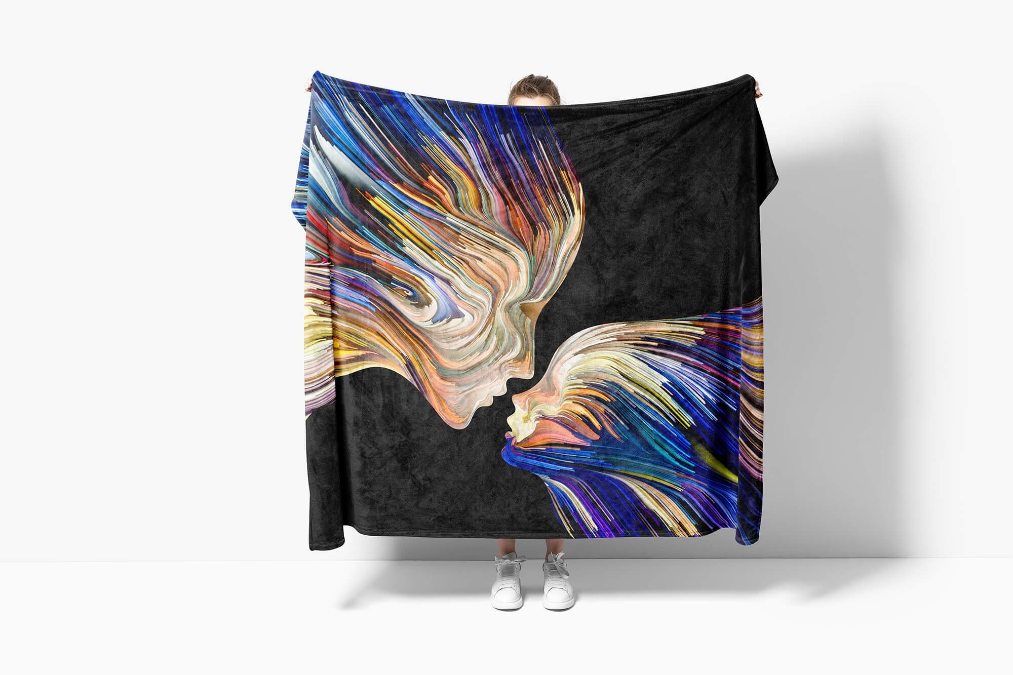 Handtücher mit Handtuch Handtuch Kind Kuscheldecke Art (1-St), Strandhandtuch Fa, Fotomotiv Baumwolle-Polyester-Mix Mutter Sinus Saunatuch mit