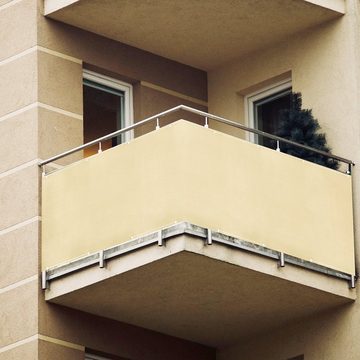 Sekey Balkonsichtschutz Balkonabdeckung PES Balkonverkleidung Blickdicht Windschutz Garten mit Ösen, Nylon Kabelbinder und Kordel