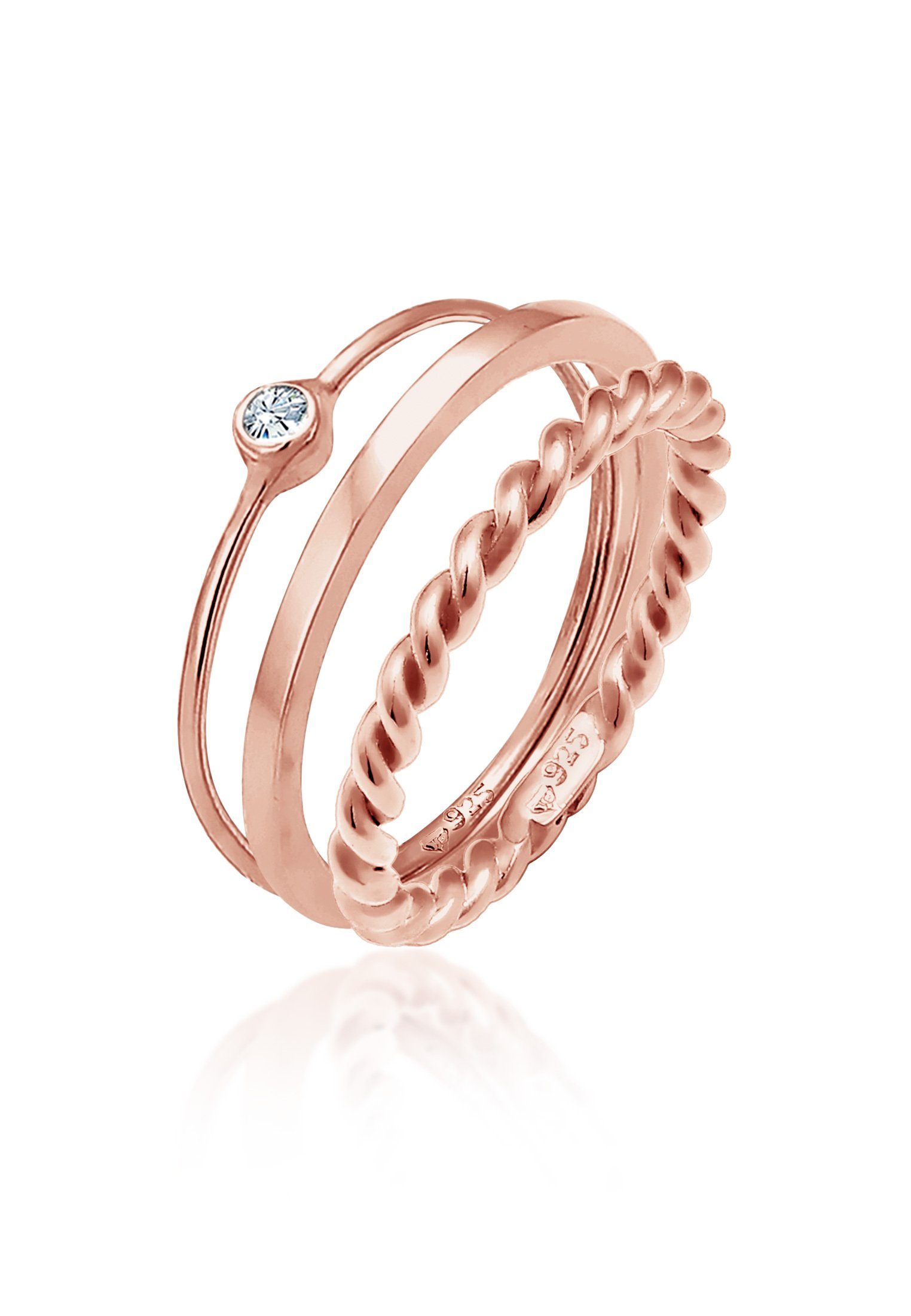 Elli Solitärring Ring-Set mit Kristalle 925 günstig online kaufen