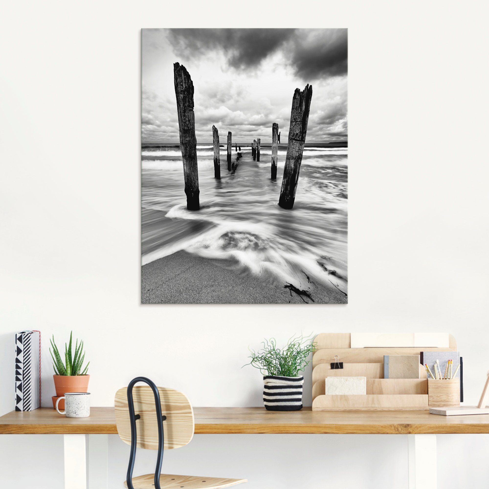 Artland Glasbild »Holzstangen am Ostseestrand«, Küste (1 Stück)-kaufen
