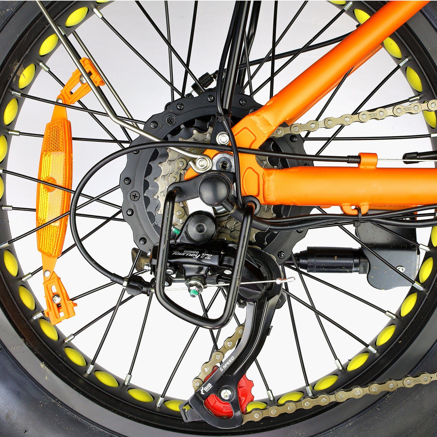 Myatu orange, 500 Gang Wh Akku Heckmotor, Fatbike E-Bike Zoll 20 faltbar 6 250W 500 Wh Shimano,