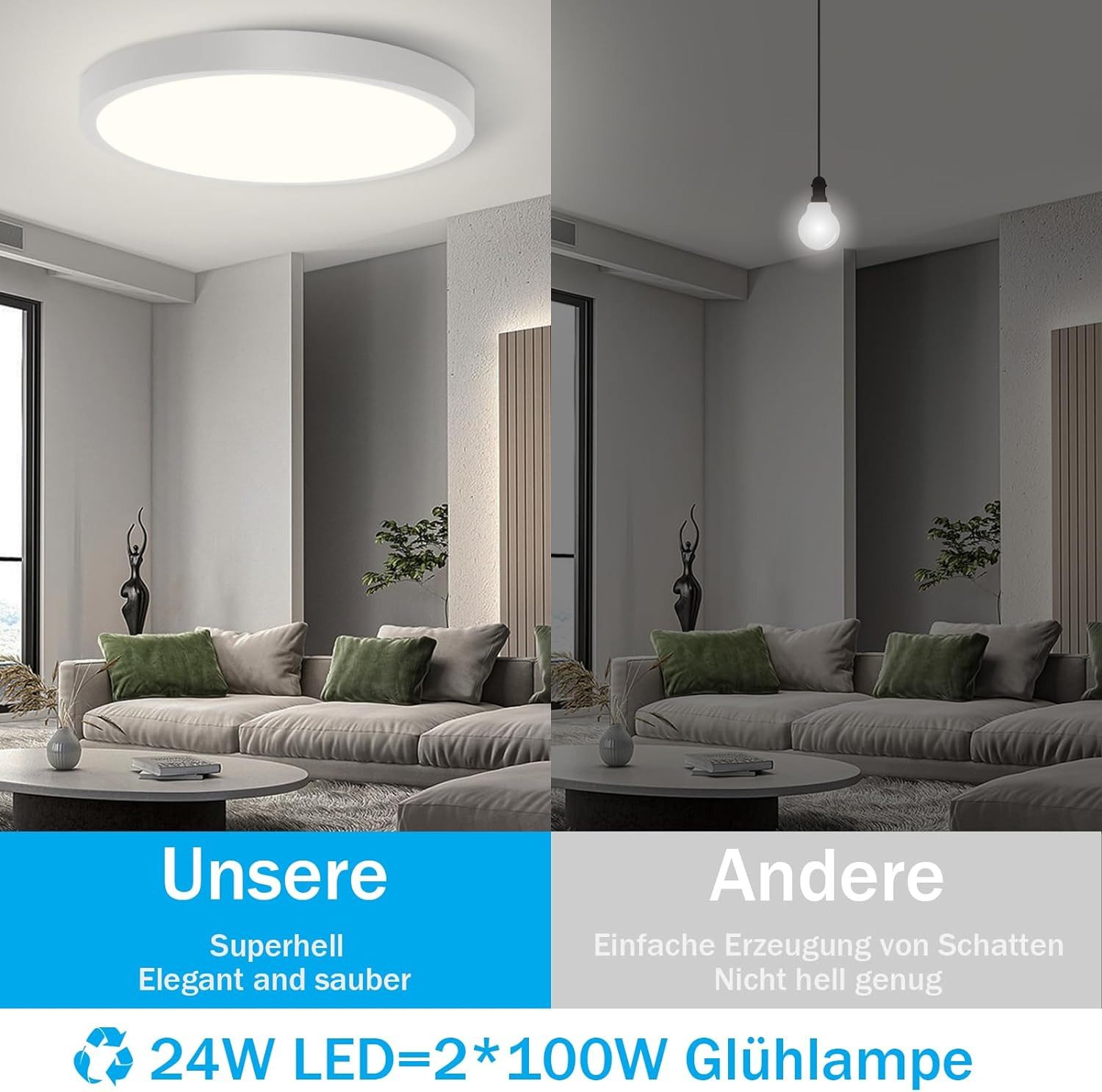 Nettlife LED Panel Deckenleuchte Schwarz Rund günstig online kaufen