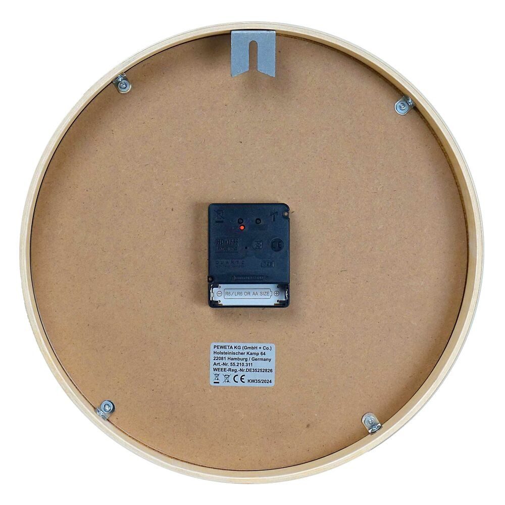 Peweta Wanduhr Funk-Wanduhr Wood, ø 30 cm (Funkuhr zur Wandmontage)