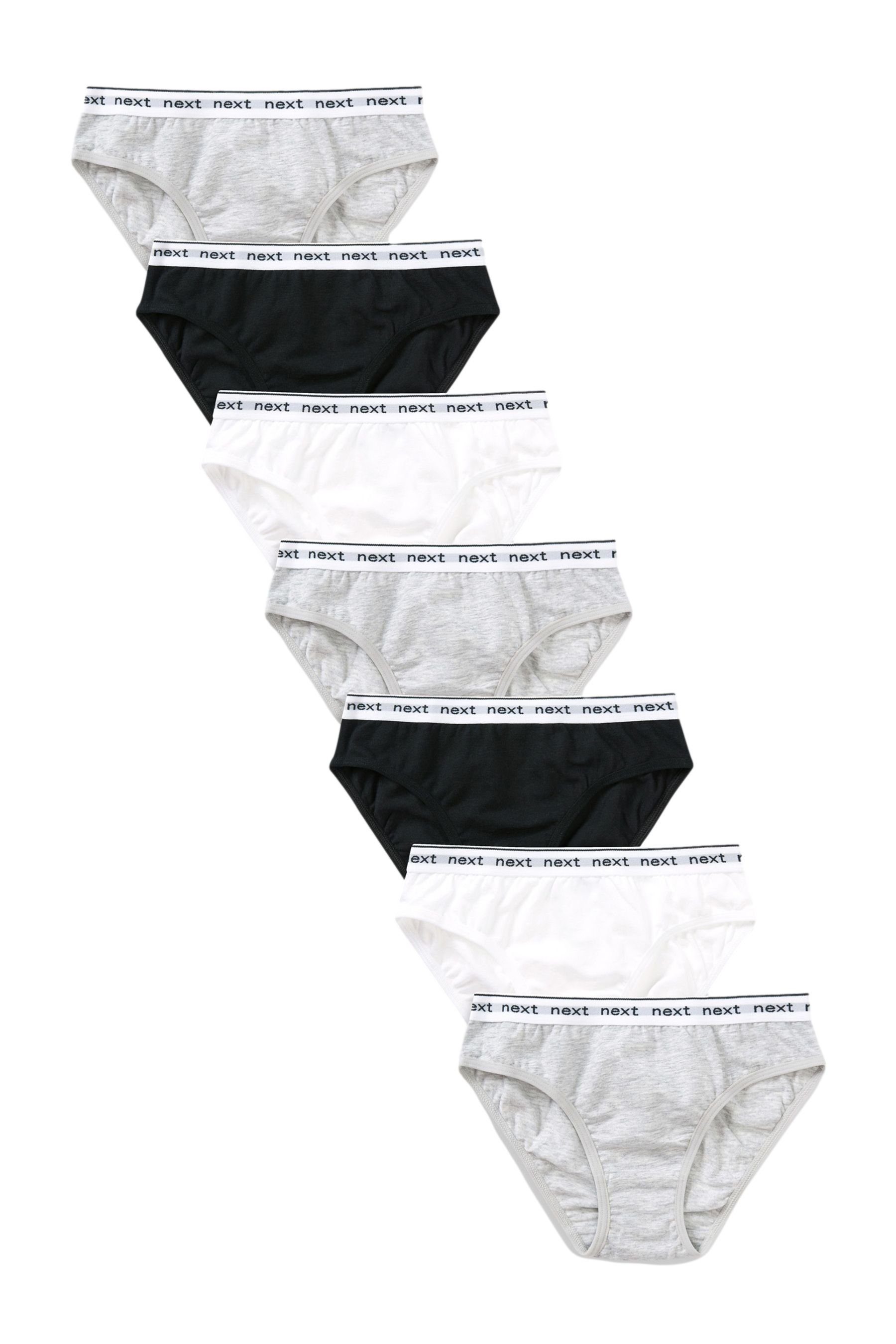 Next Bikinislip Gepunktete im und Black/Grey/White 7er-Pack gestreifte (7-St) Bikinislips