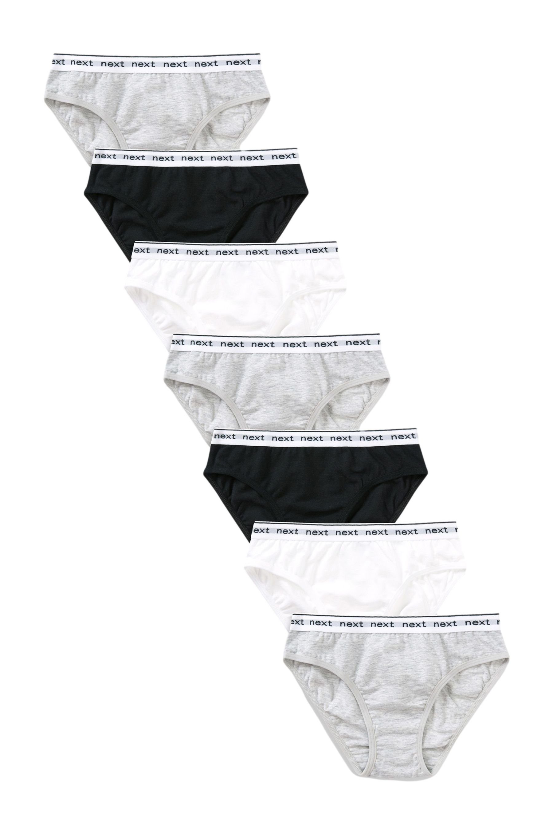 Bikinislip Black/Grey/White gestreifte Bikinislips Next 7er-Pack und im (7-St) Gepunktete