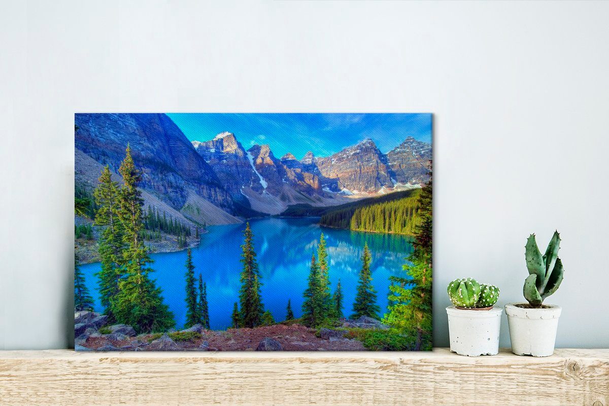 OneMillionCanvasses® Leinwandbild Farbenfrohe Banff in St), Park (1 Kanada, Leinwandbilder, National Aufhängefertig, im cm Umgebung Wandbild 30x20 Wanddeko